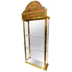 Early 1900s French Brass Wall Boutique Display Cabinet