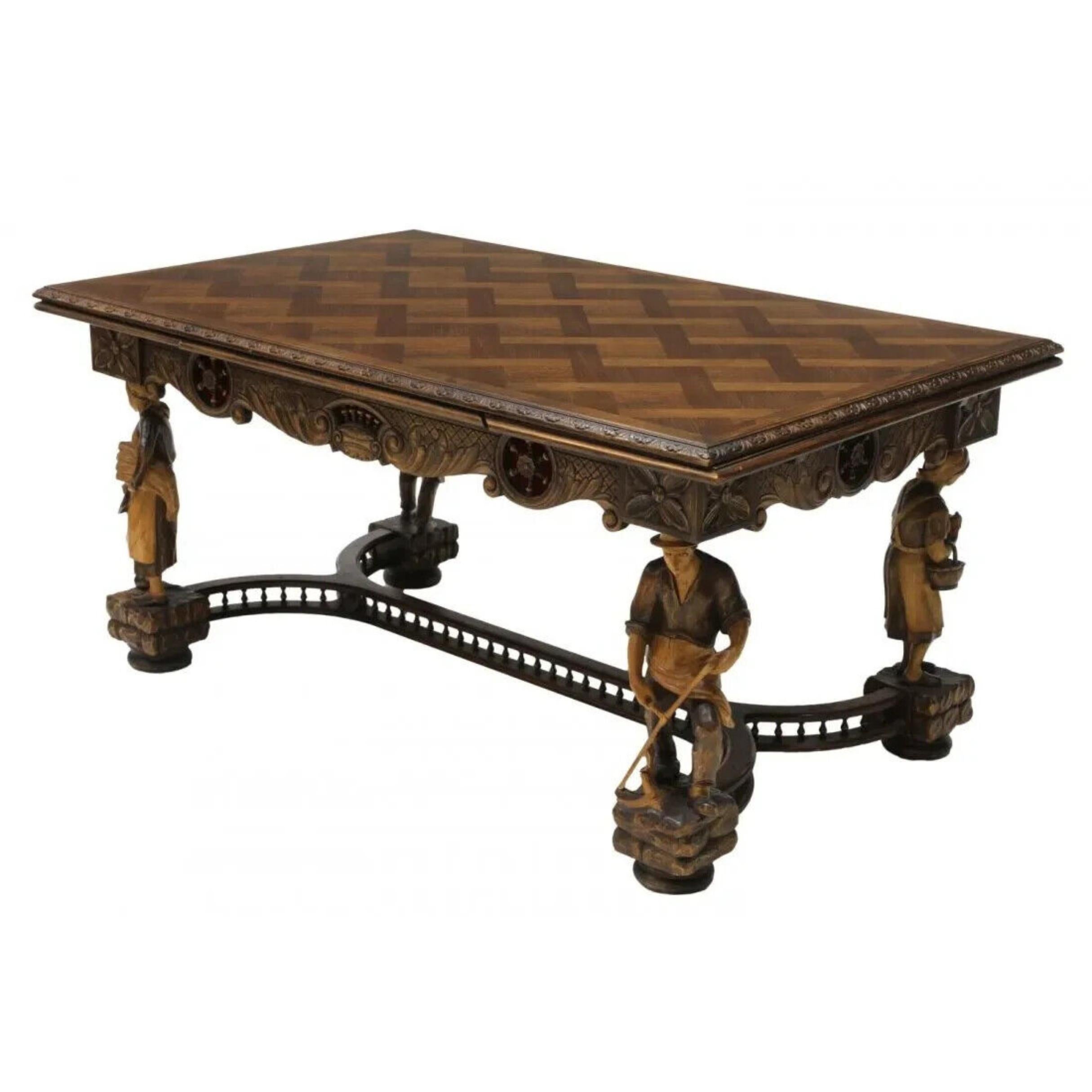 Carved Early 1900s French Breton, Set of 8, Sideboard, Table, 6 Chairs, Dining Set!!