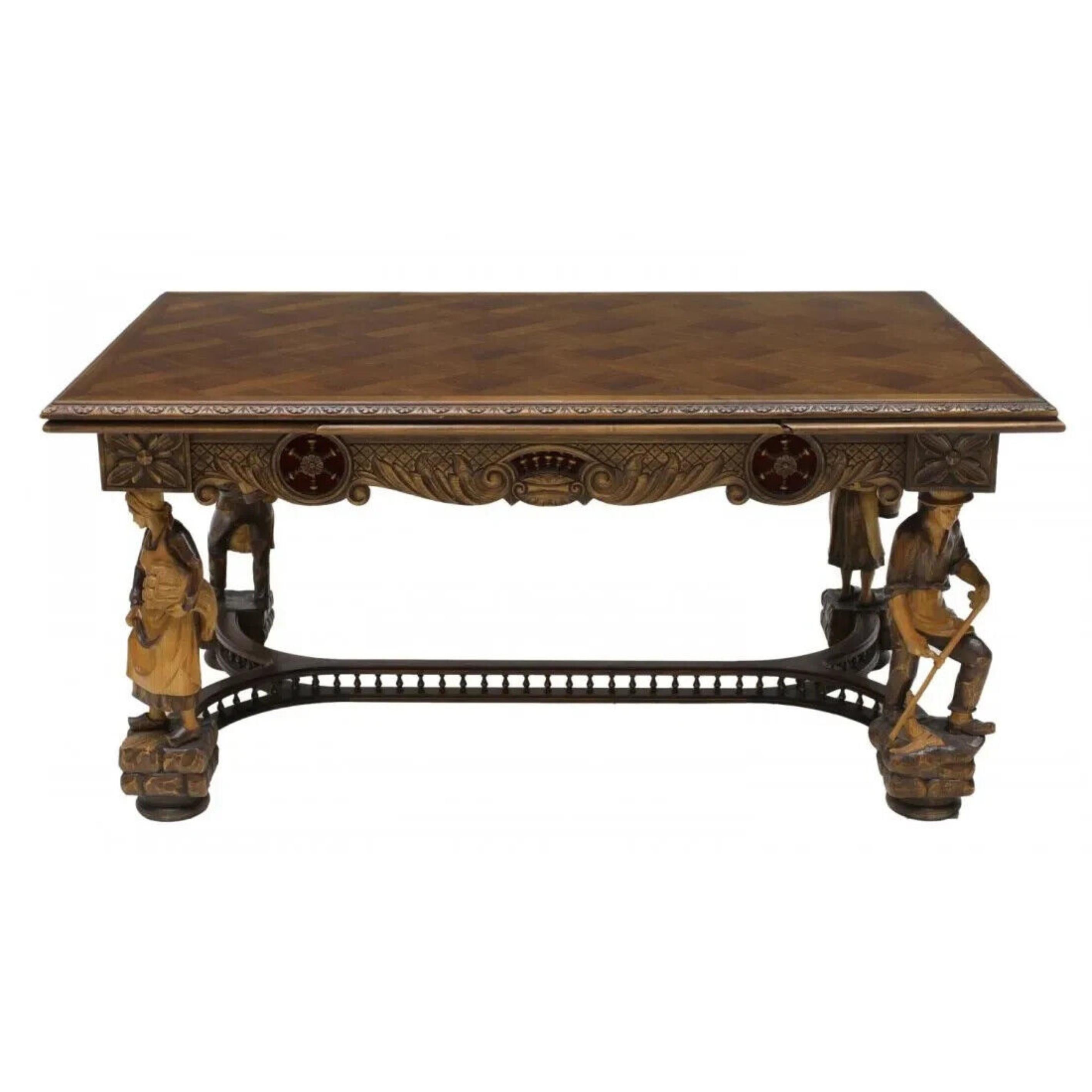 Early 1900s French Breton, Set of 8, Sideboard, Table, 6 Chairs, Dining Set!! In Good Condition In Austin, TX