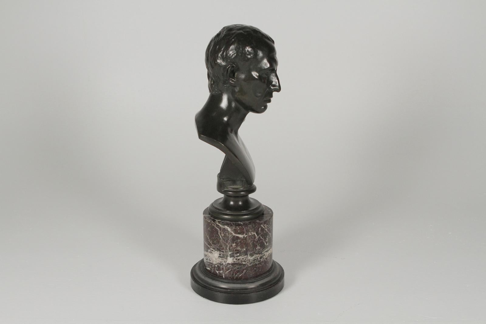 Neoclassical Early 1900s French Bronze and Marble Bust