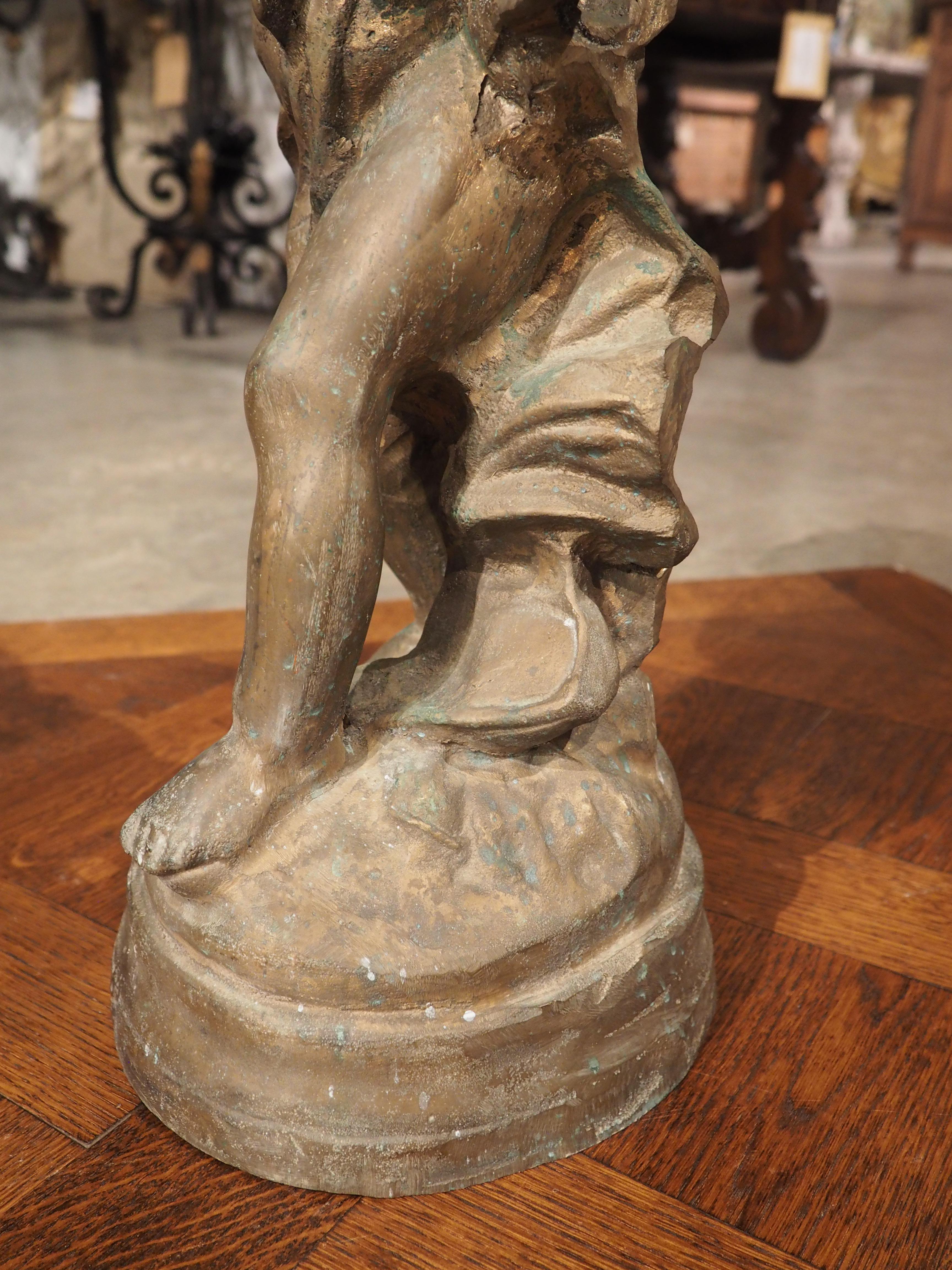 Early 1900s French Bronze Statue of Boy and Duck For Sale 9