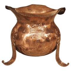 Early 1900s French Copper Cachepot Jardiniere with Scalloped Rim