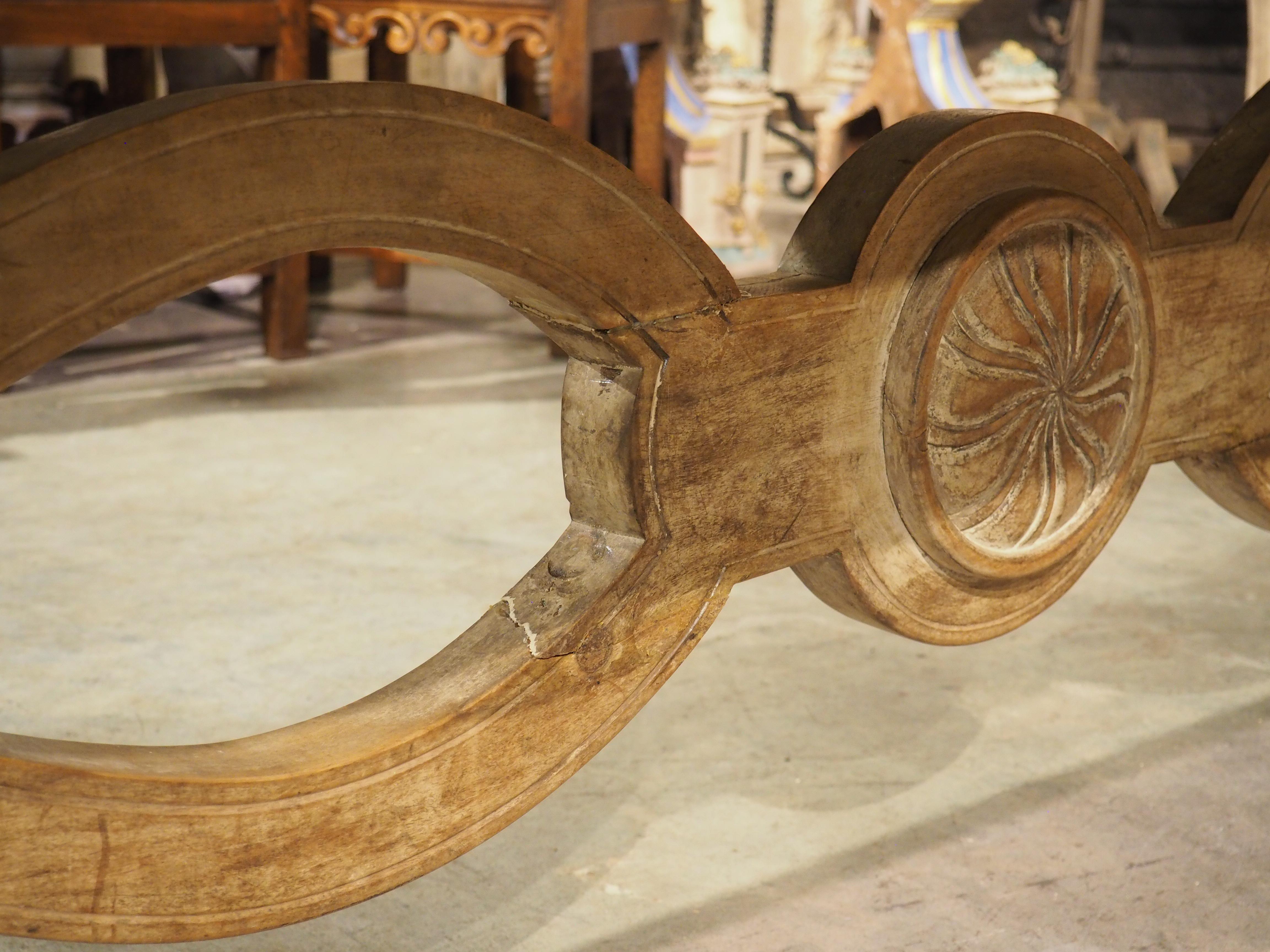 Early 1900’s French Dining Table with Shaped Trestle Supports and Cartouche Carv For Sale 11
