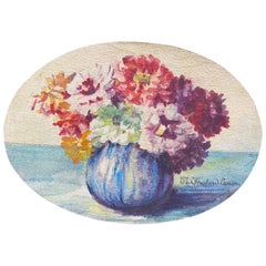 Französischer Impressionist aus den frühen 1900er Jahren, signiertes Blumenaquarell von Marie Carreau