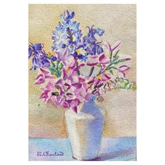 Early 1900
s French Impressionist Signed Flower Watercolour by Marie Carreau Early 1900
s French Impressionist Signed Flower Watercolour by Marie Carreau