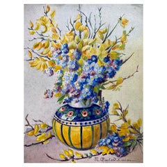 Early 1900
s French Impressionist Signed Flower Watercolour by Marie Carreau Early 1900
s French Impressionist Signed Flower Watercolour by Marie Carreau