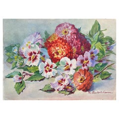 Early 1900
s French Impressionist Signed Flower Watercolour by Marie Carreau Early 1900
s French Impressionist Signed Flower Watercolour by Marie Carreau