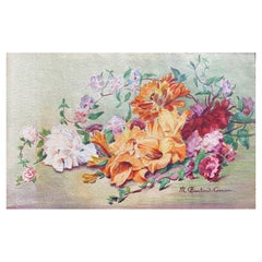 Französischer Impressionist aus den frühen 1900er Jahren, signiertes Blumenaquarell von Marie Carreau