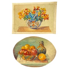 Französische impressionistische Blumen-Aquarelle der frühen 1900er Jahre, signiert Marie Carreau