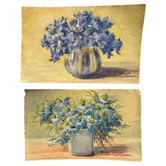Französische impressionistische Blumen-Aquarelle der frühen 1900er Jahre, signiert Marie Carreau