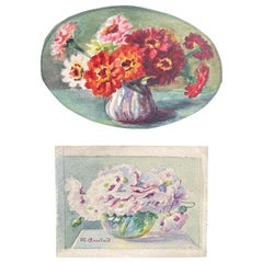 Französische impressionistische Blumen-Aquarelle der frühen 1900er Jahre, signiert Marie Carreau