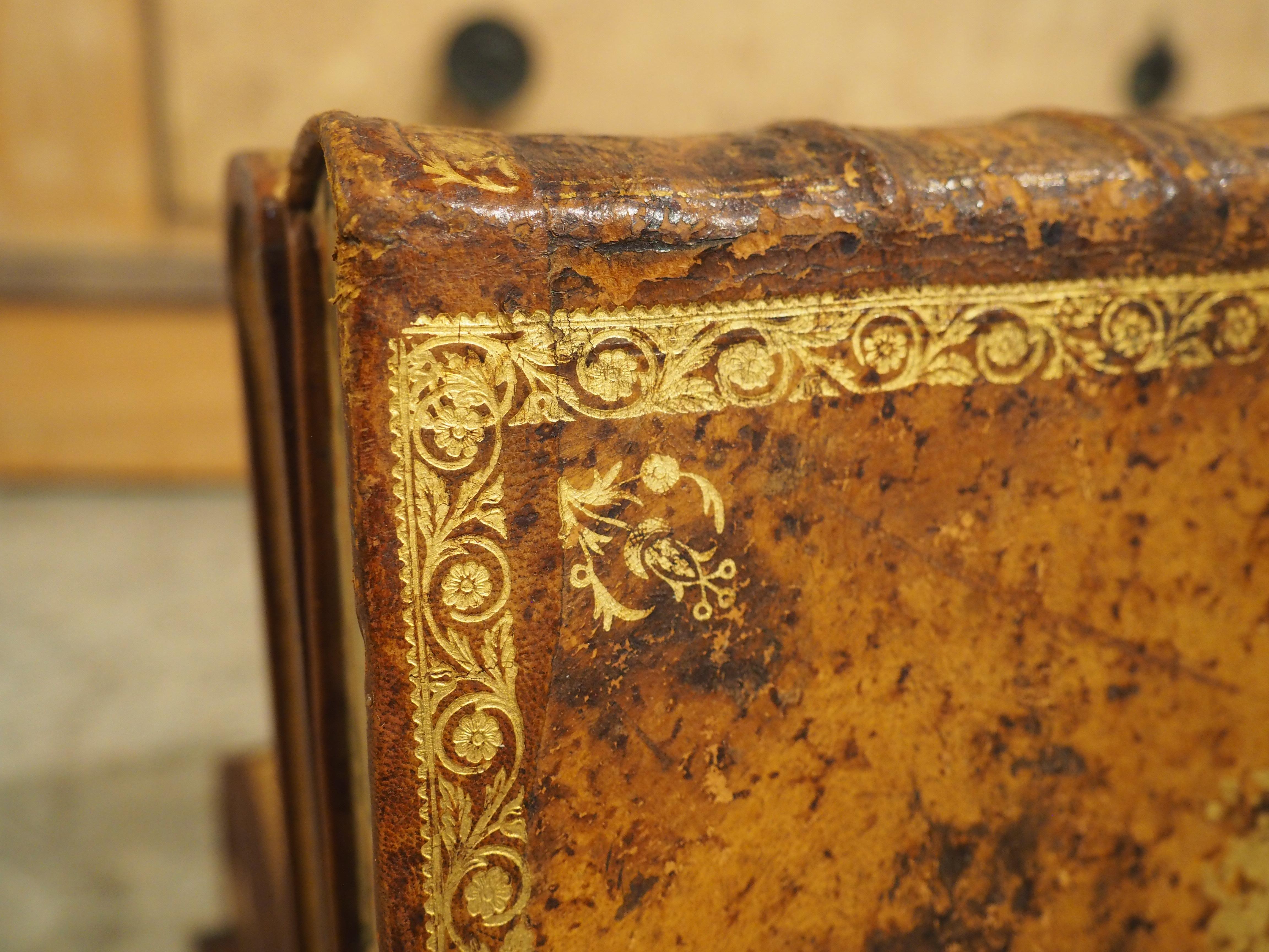 Early 1900s French Leather Faux Book Stack Cave a Liqueur 2