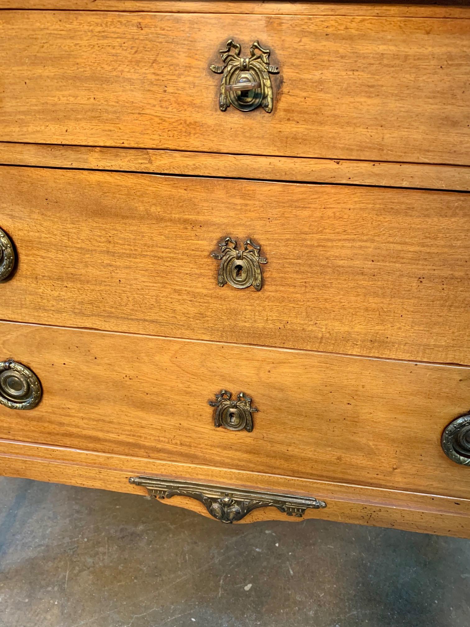 Early 1900s French Louis XVI Walnut Chest of Drawers with Marble Top 7