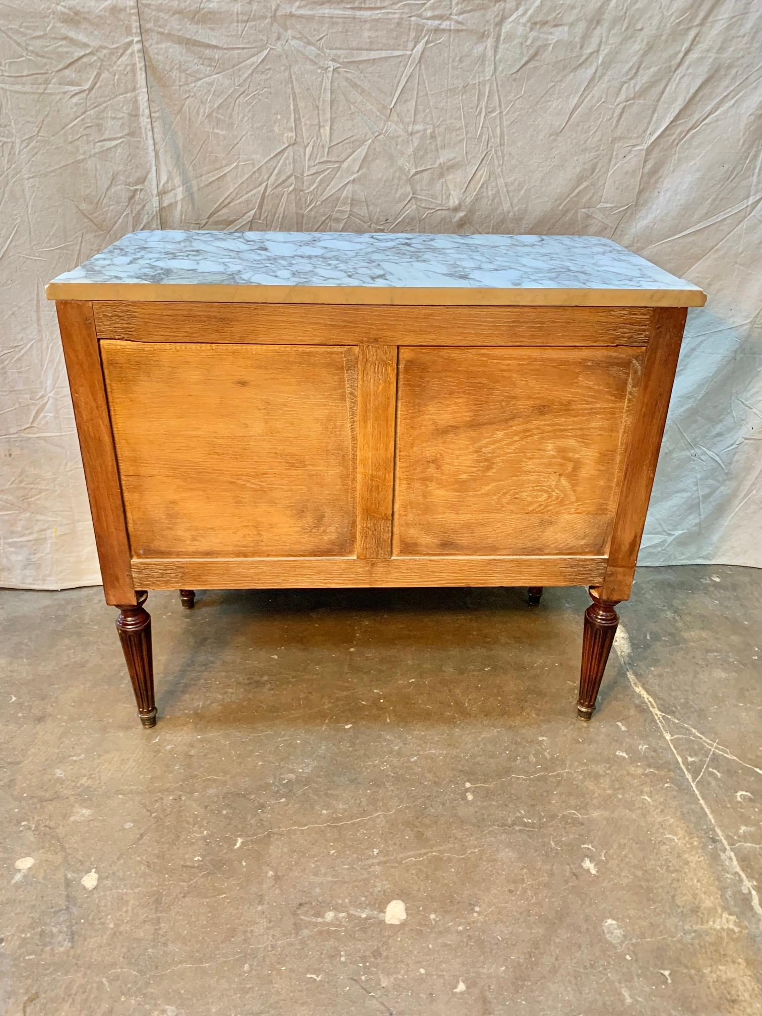 Early 1900s French Louis XVI Walnut Chest of Drawers with Marble Top 8