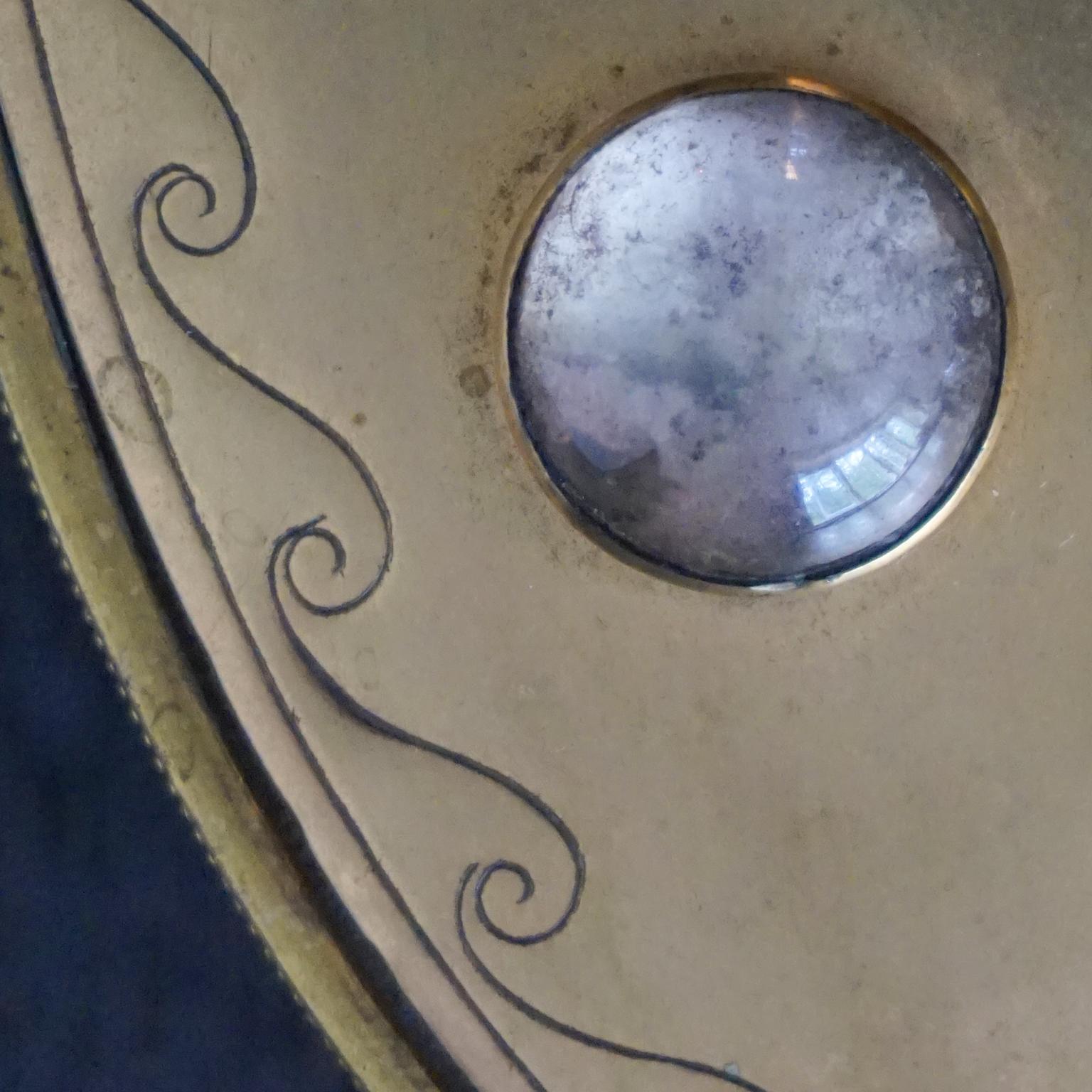 Early 1900s French Neoclassical Oval Brass Jewellery Box with Agate Moth Decor For Sale 6