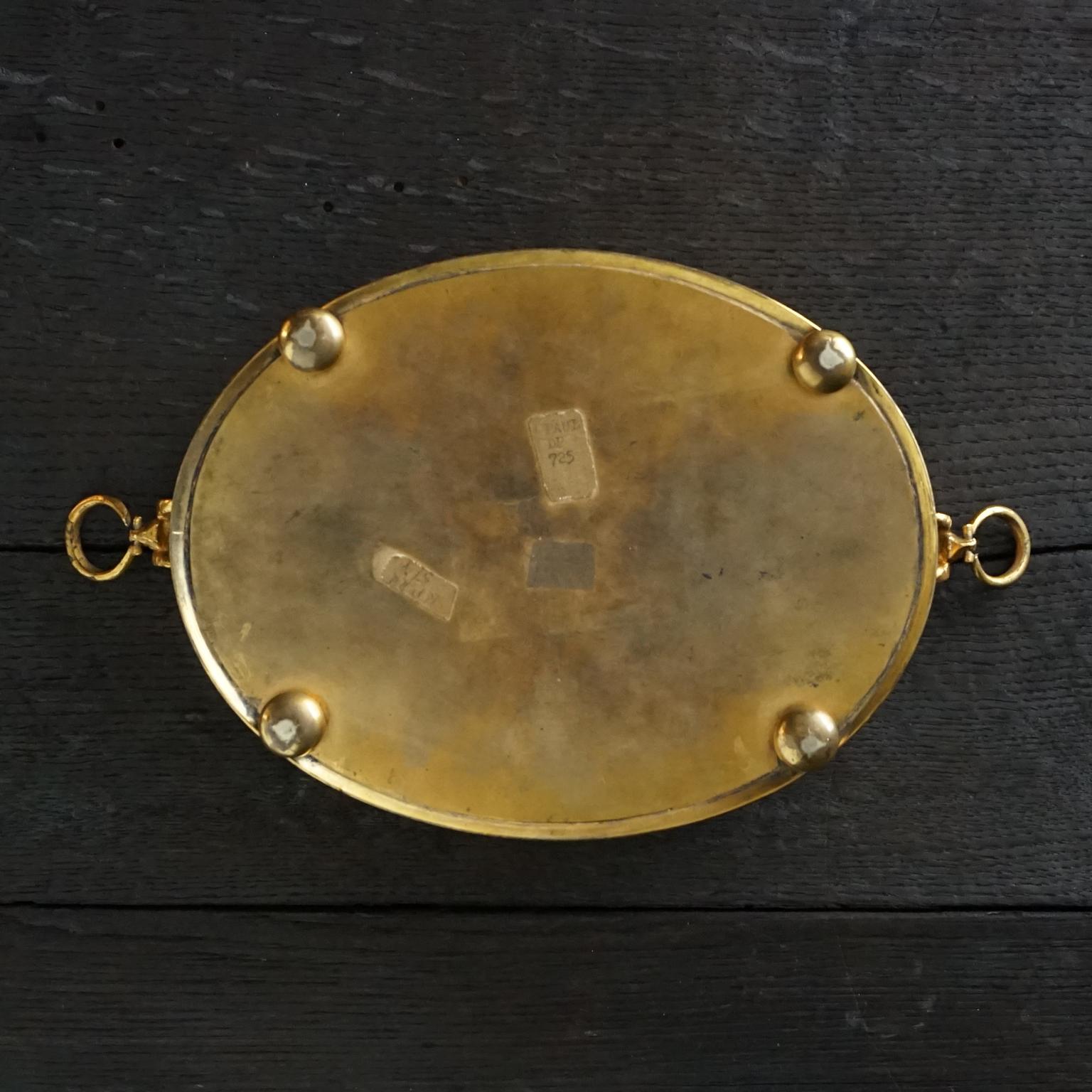 Early 1900s French Neoclassical Oval Brass Jewellery Box with Agate Moth Decor For Sale 2
