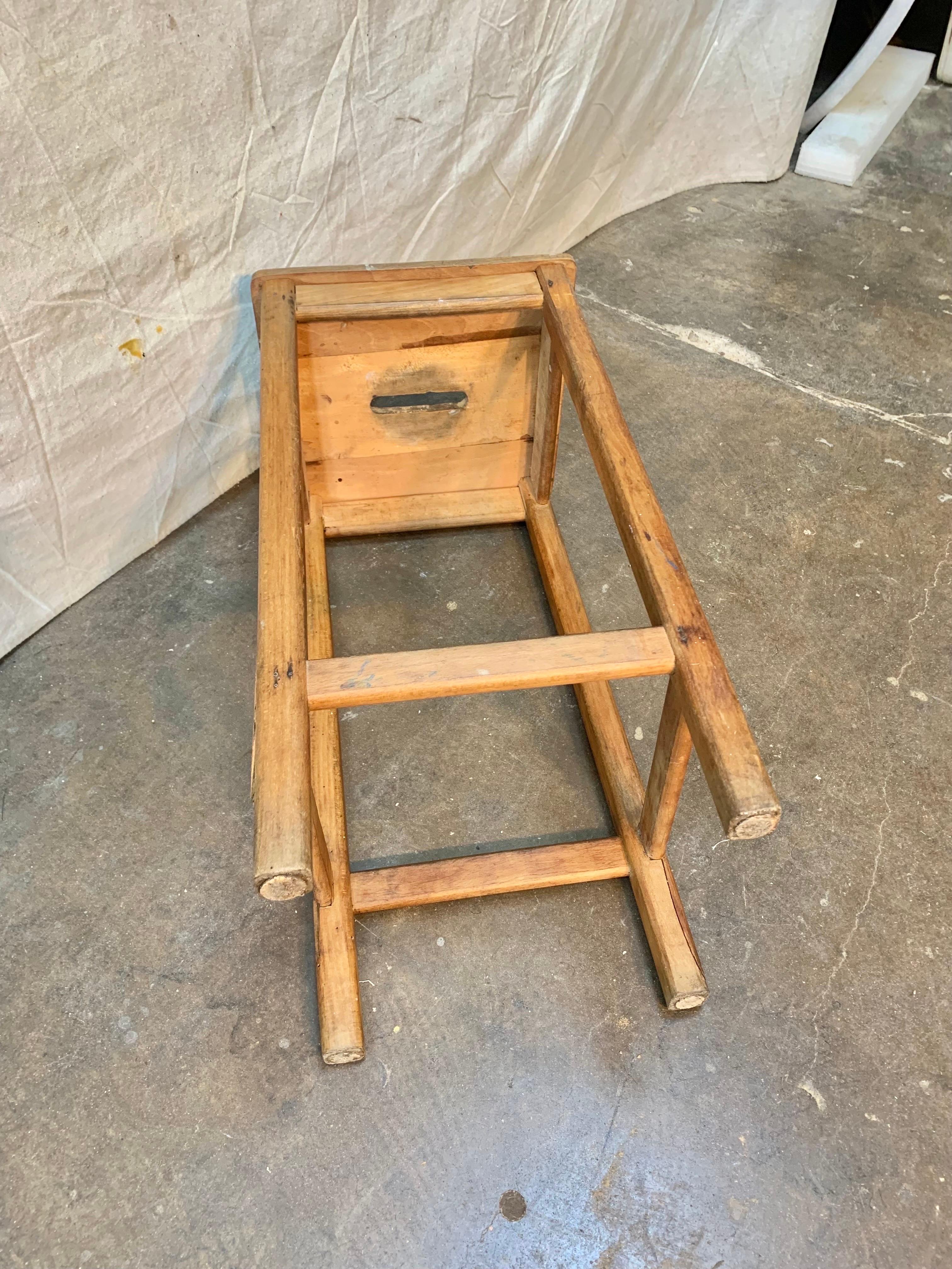 Early 1900s French Pine Train Station Stool For Sale 8