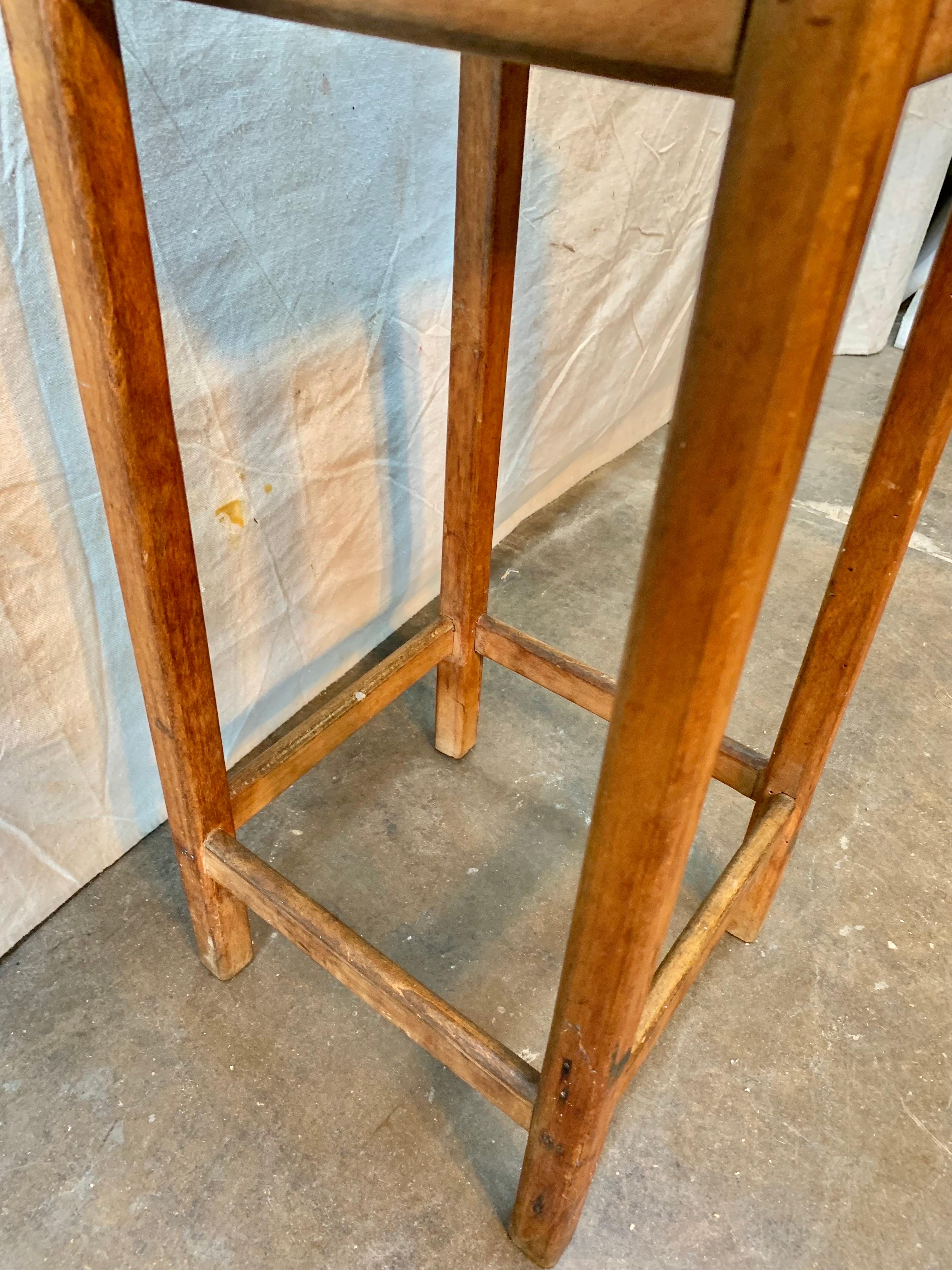 Early 1900s French Pine Train Station Stool For Sale 3