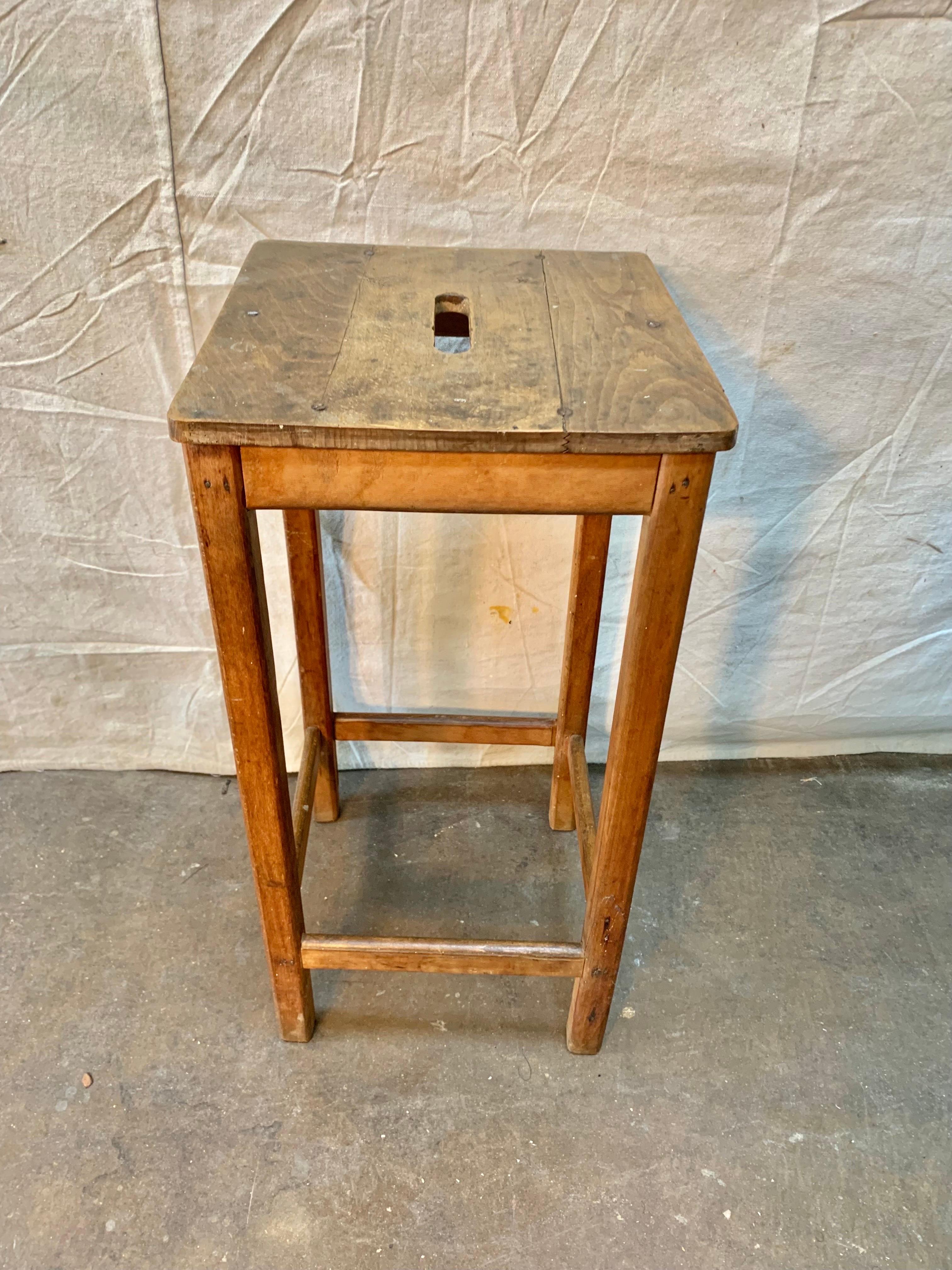 Early 1900s French Pine Train Station Stool For Sale 4