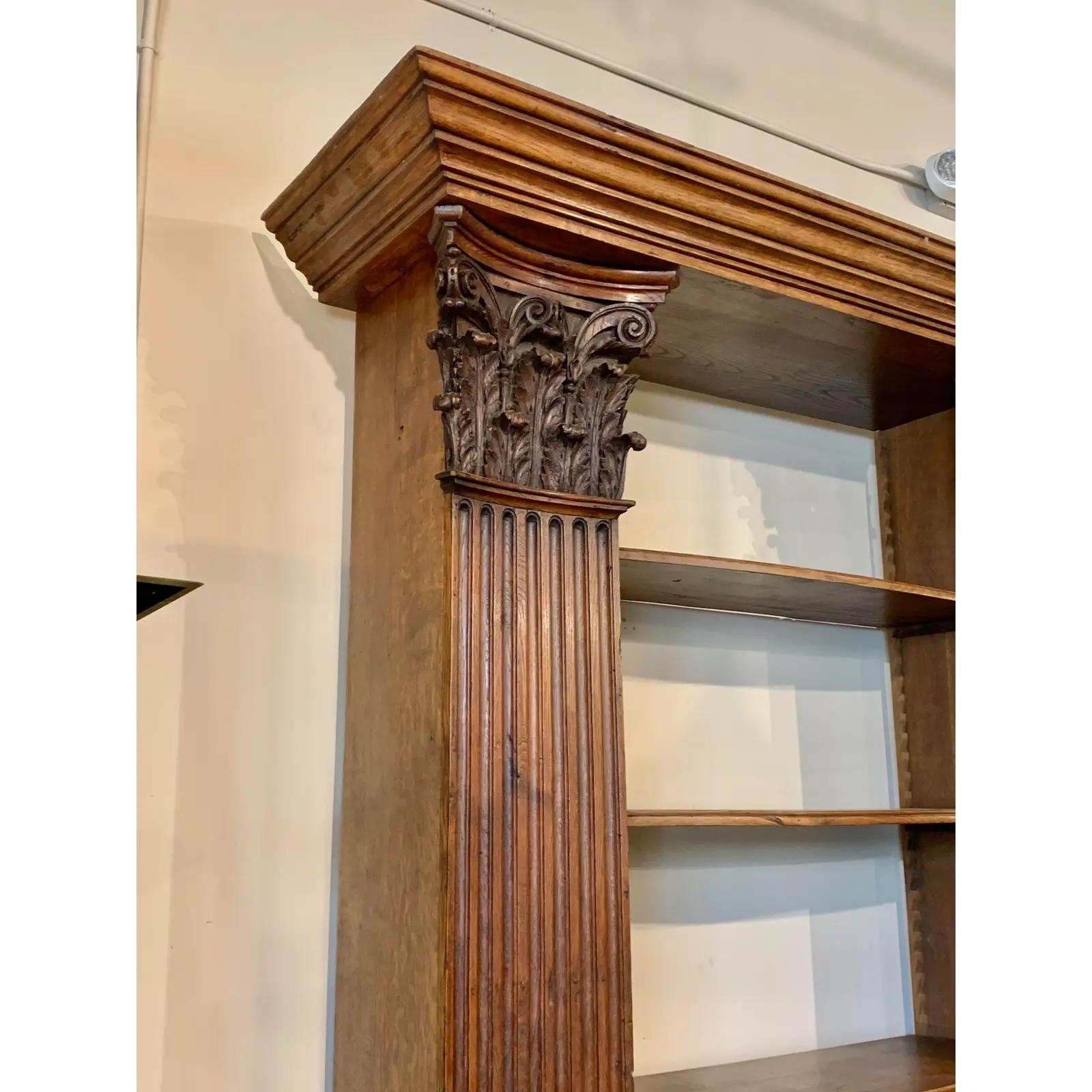 20th Century Early 1900s French Walnut Bibliotheque Handcrafted With 18th Century Columns