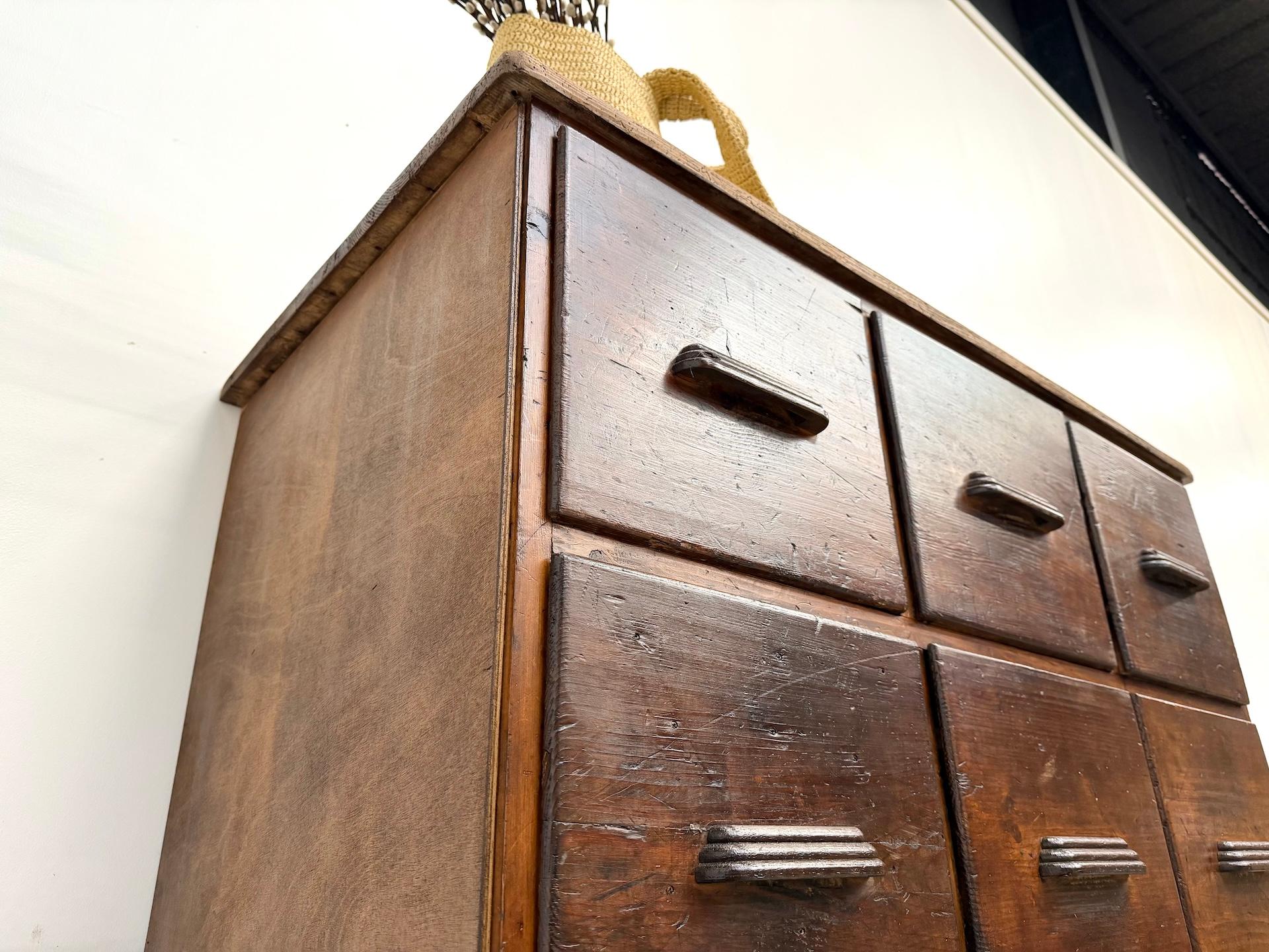 Armadio da laboratorio francese dei primi del '900 con 12 cassetti. in vendita 6