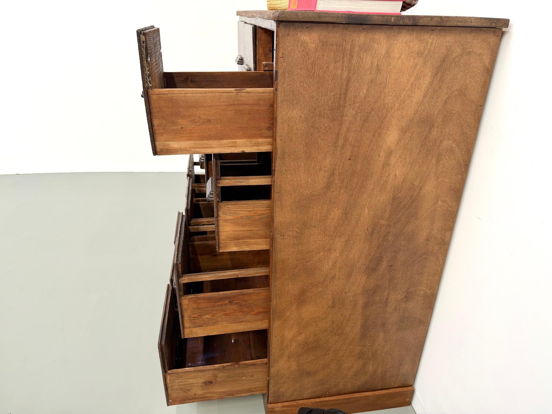 Armadio da laboratorio francese dei primi del '900 con 12 cassetti. in vendita 8