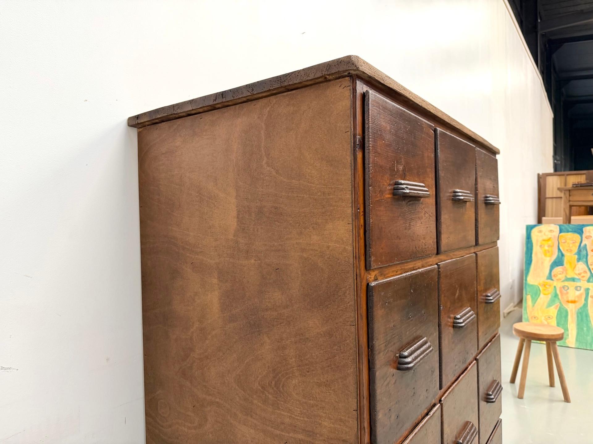 Armadio da laboratorio francese dei primi del '900 con 12 cassetti. in vendita 10