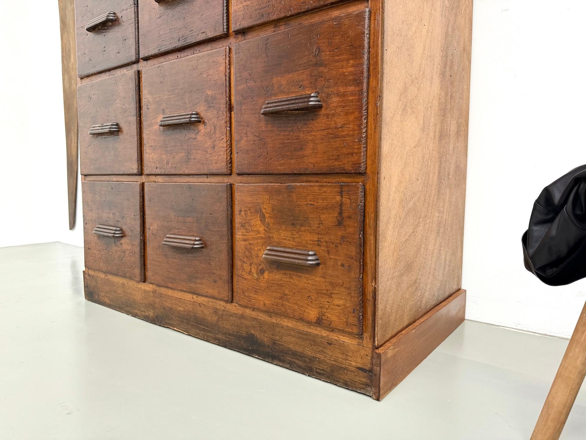 Armadio da laboratorio francese dei primi del '900 con 12 cassetti. in vendita 1