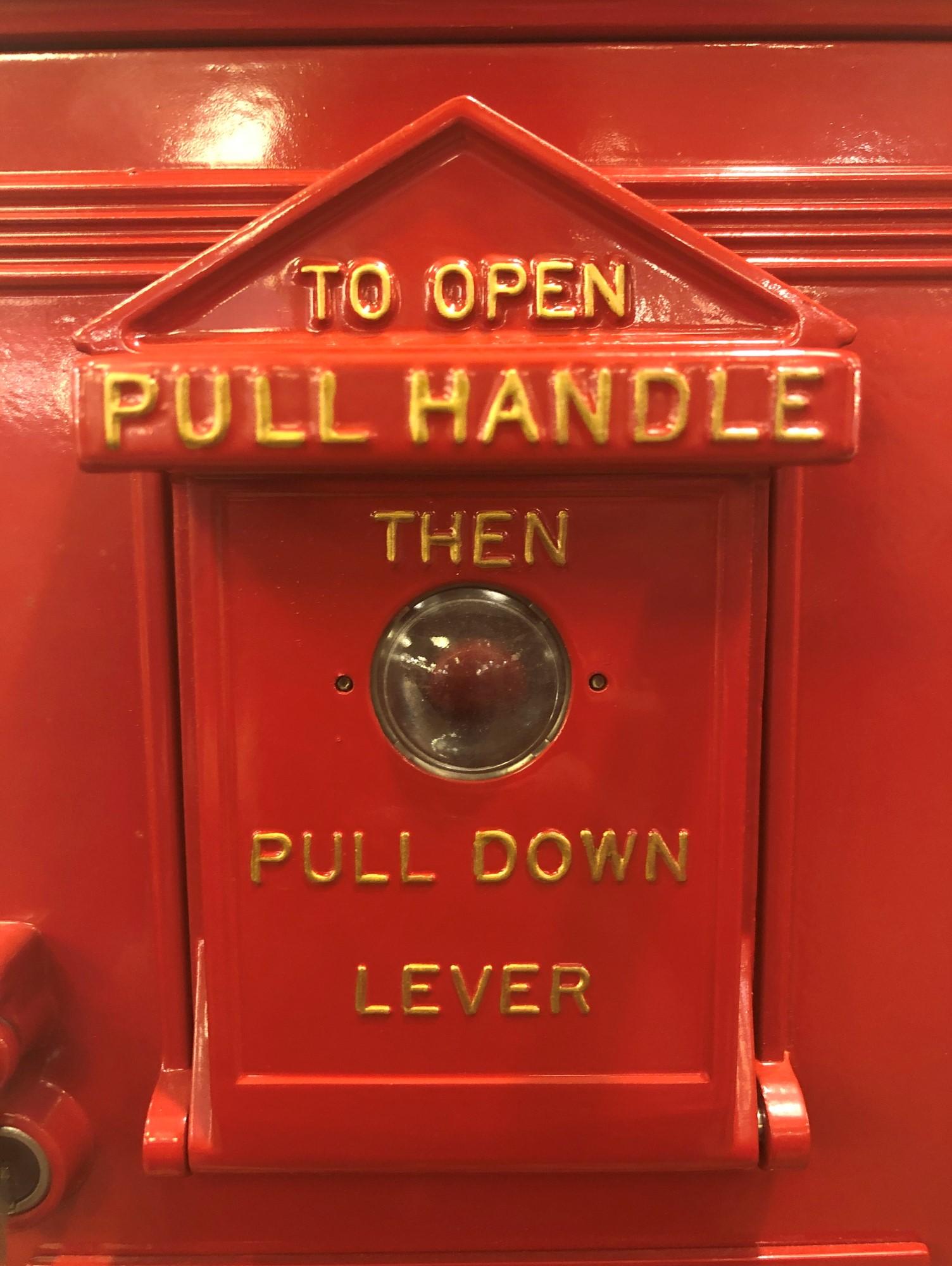 Iron Gamewell Co. Red Fire Alarm Call Box Telephone Pedestal Restored