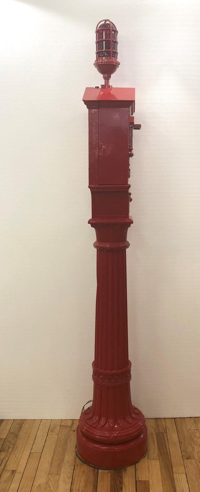 Gamewell Co. Red Fire Alarm Call Box Telephone Pedestal Restored 1