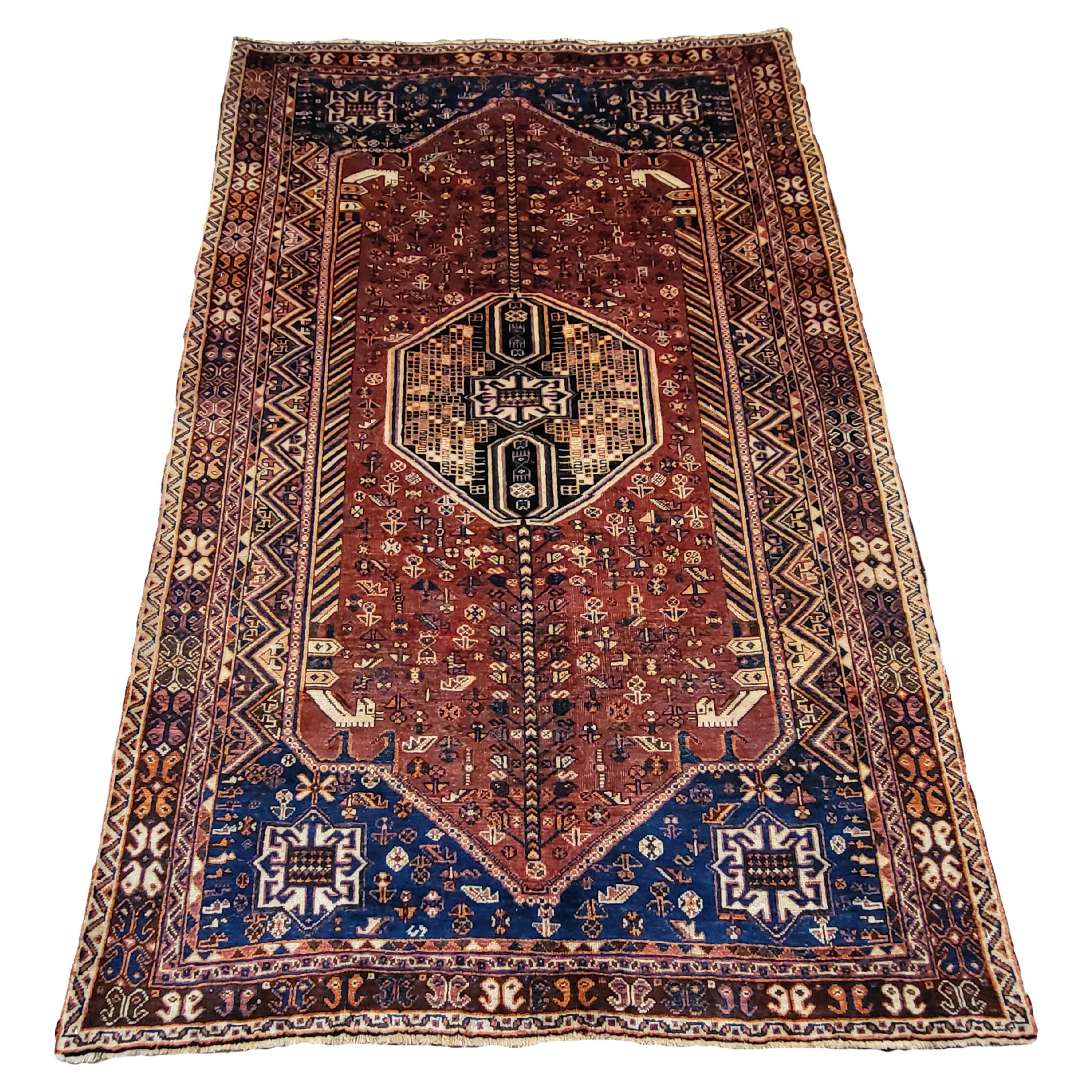 Early 1900s Geometric Safi Khani - Qashqai - Nomadic Persian Rug - PRG Exclusive For Sale