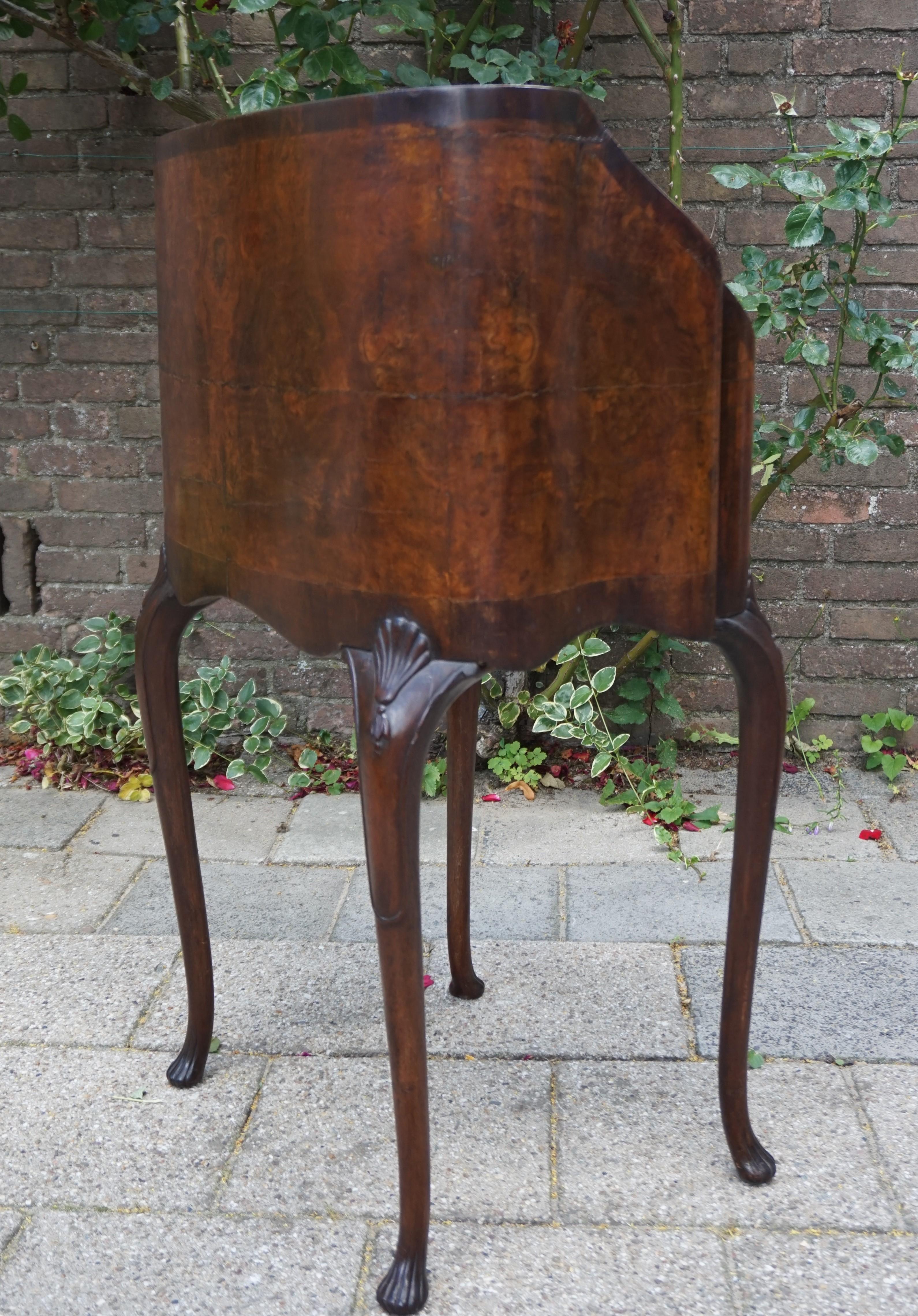 Early 1900s Georgian Style Walnut & Burl Inlaid Ladies Secretary Desk by Gillow 6