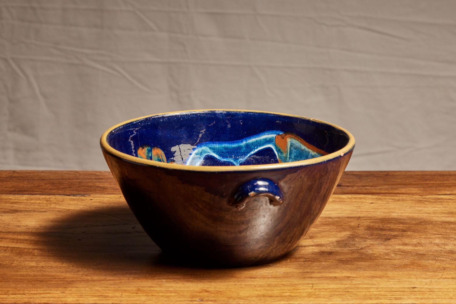20th Century Early 1900’s Glazed Danish Farmhouse Bowl For Sale