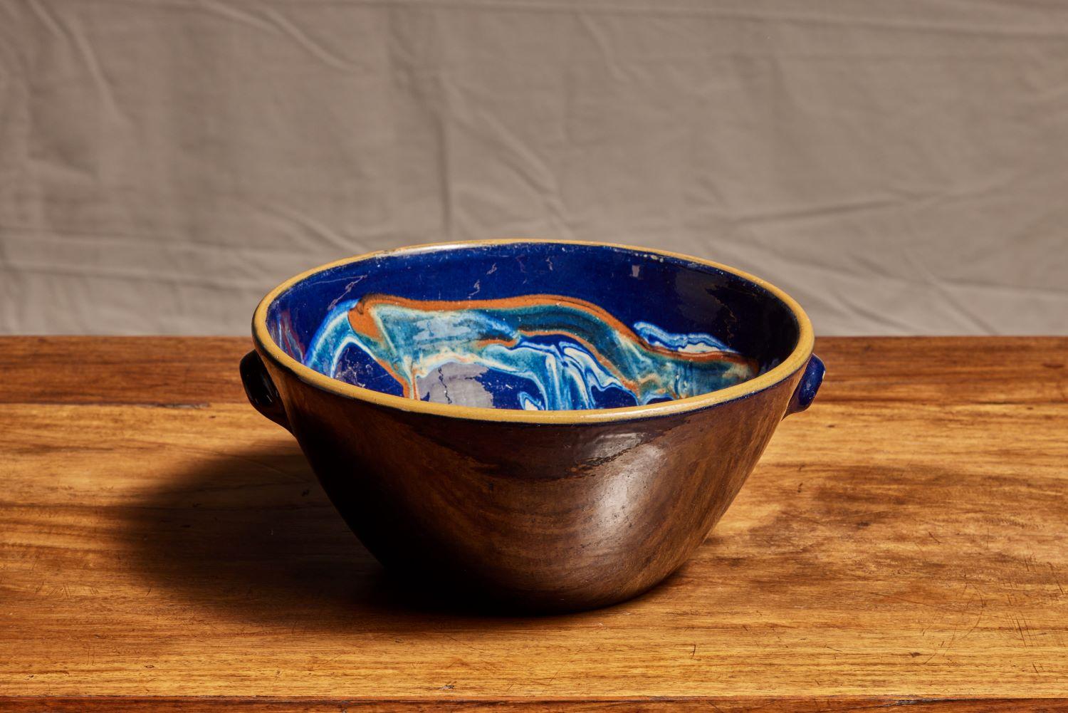 Ceramic Early 1900’s Glazed Danish Farmhouse Bowl For Sale