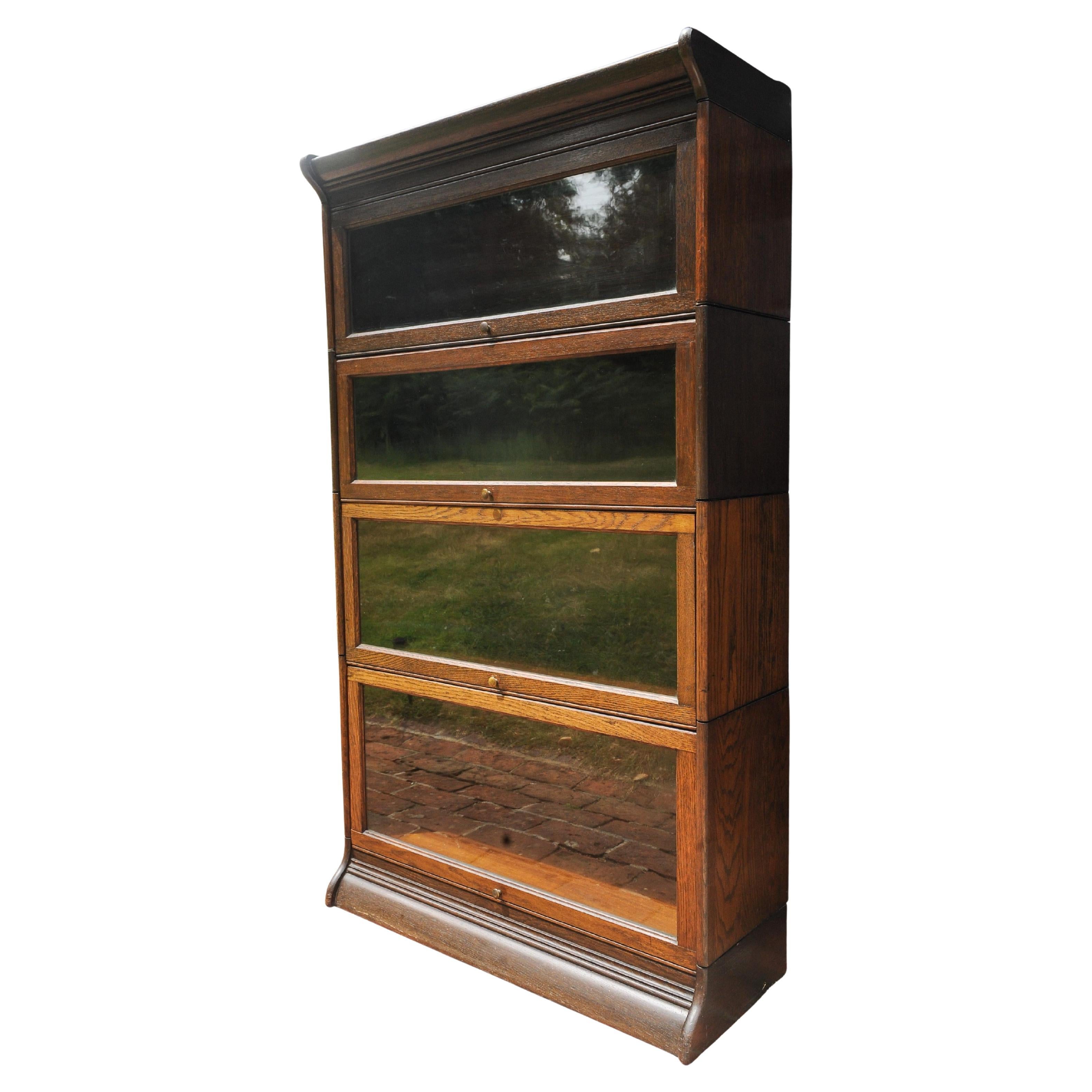 Early 1900s Globe Wernicke Four Tier Glazed Sectional Barrister
s Bookcase For Sale