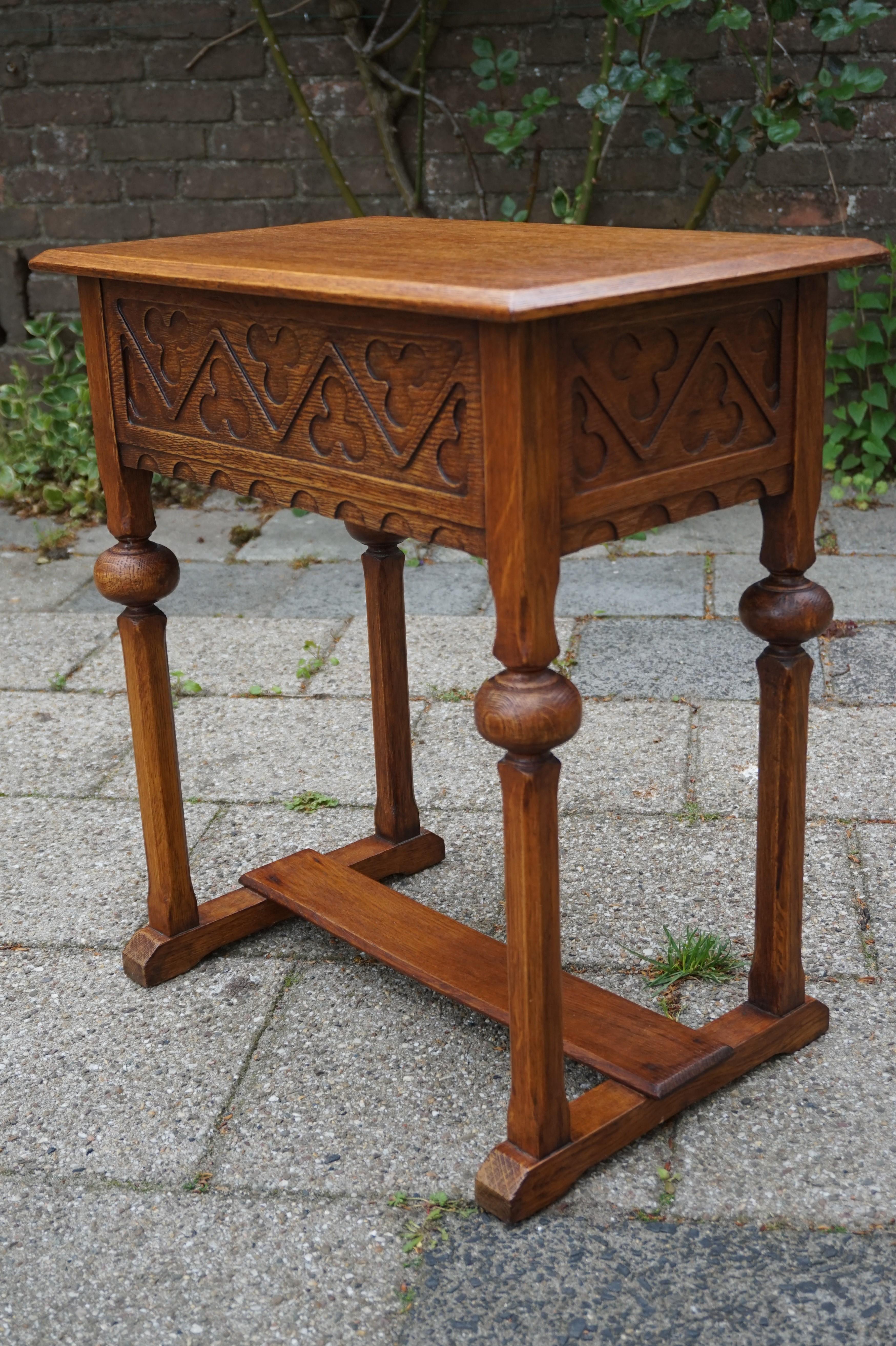 One of a kind, practical size and excellent condition Gothic table.

If you are looking for a practical size and excellent condition table to grace your living space then this unique specimen could be flying your way soon. Handcrafted out of solid