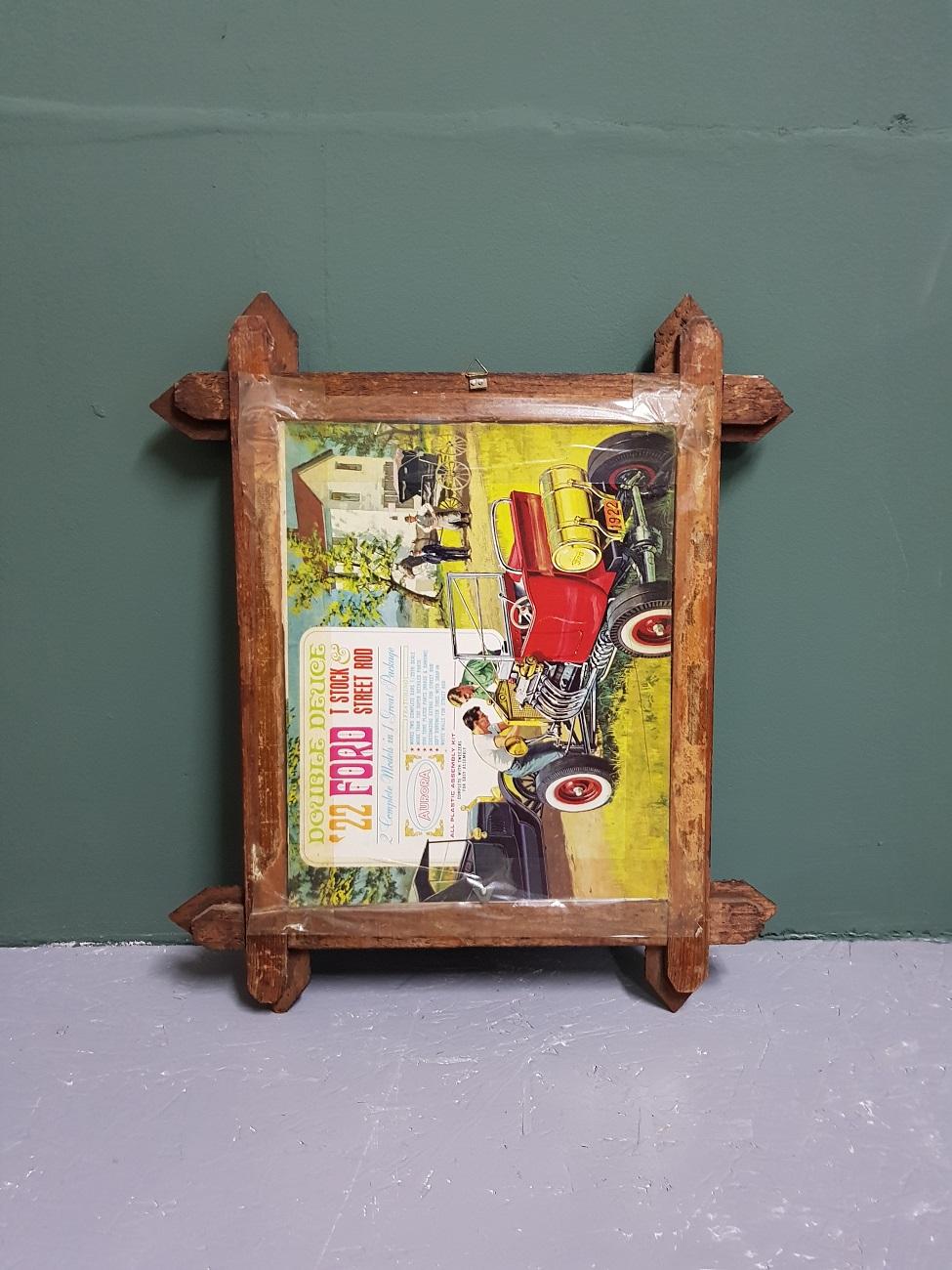 Early 1900s Handcrafted Wooden Tramp Art Picture Frame In Good Condition In Raalte, NL