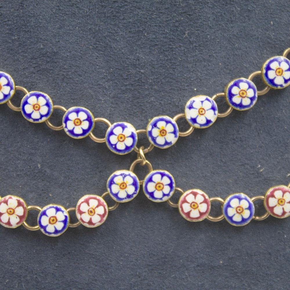 Russian Antique Handcrafted Enamel 20 Karat Yellow Gold Necklace 1