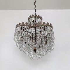 Early 1900s Heart Shaped Button Waterfall Chandelier