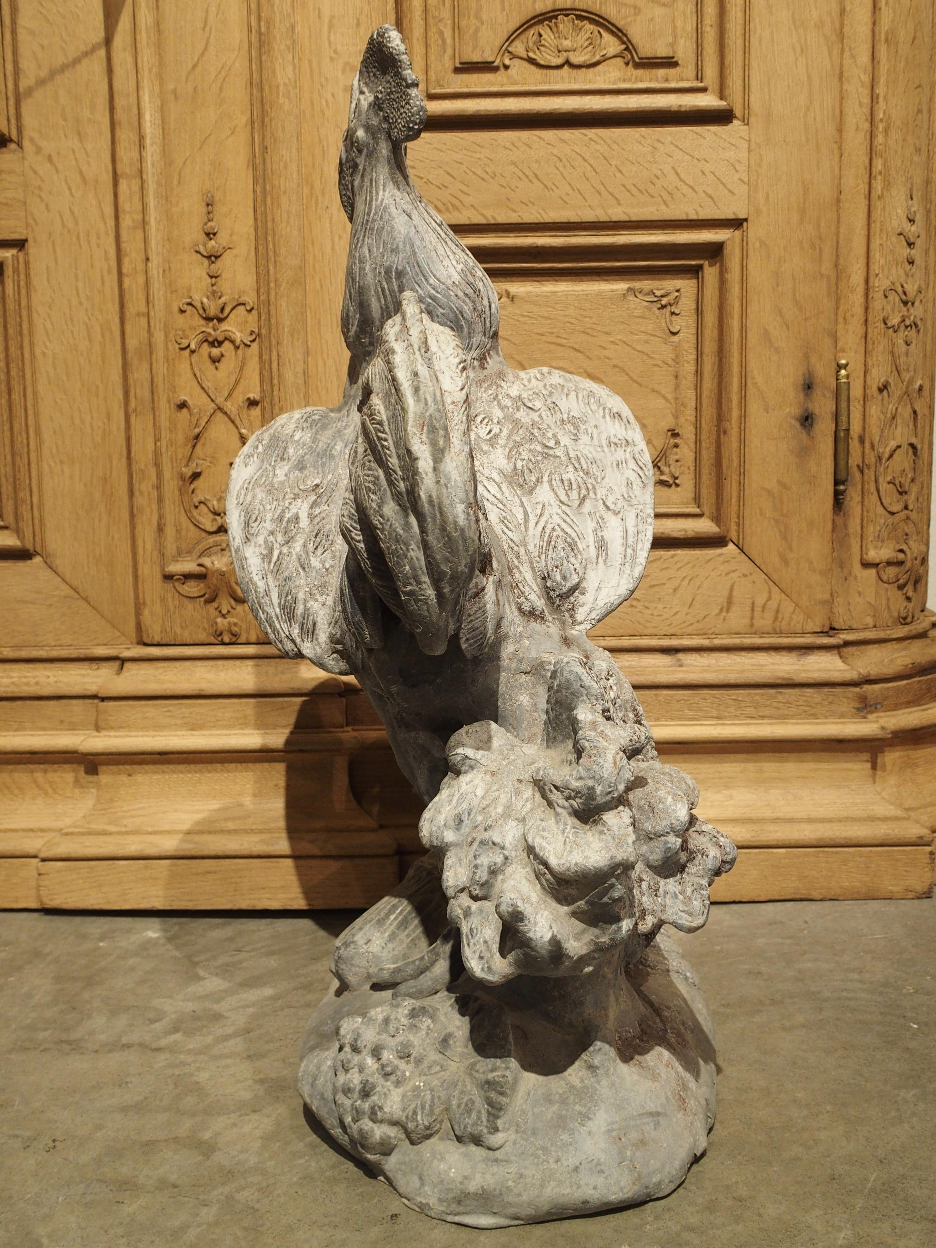 Early 1900s Heavy Lead Rooster Sculpture from France 6