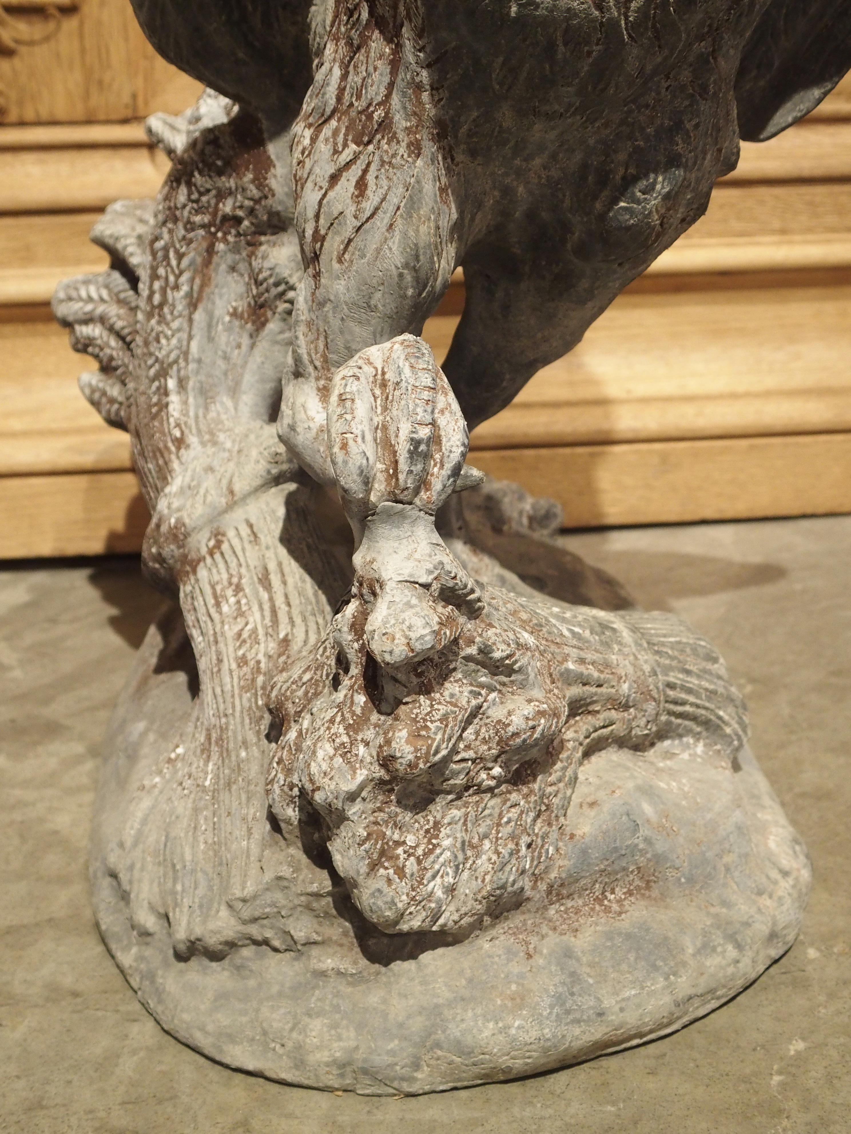 Early 1900s Heavy Lead Rooster Sculpture from France 1