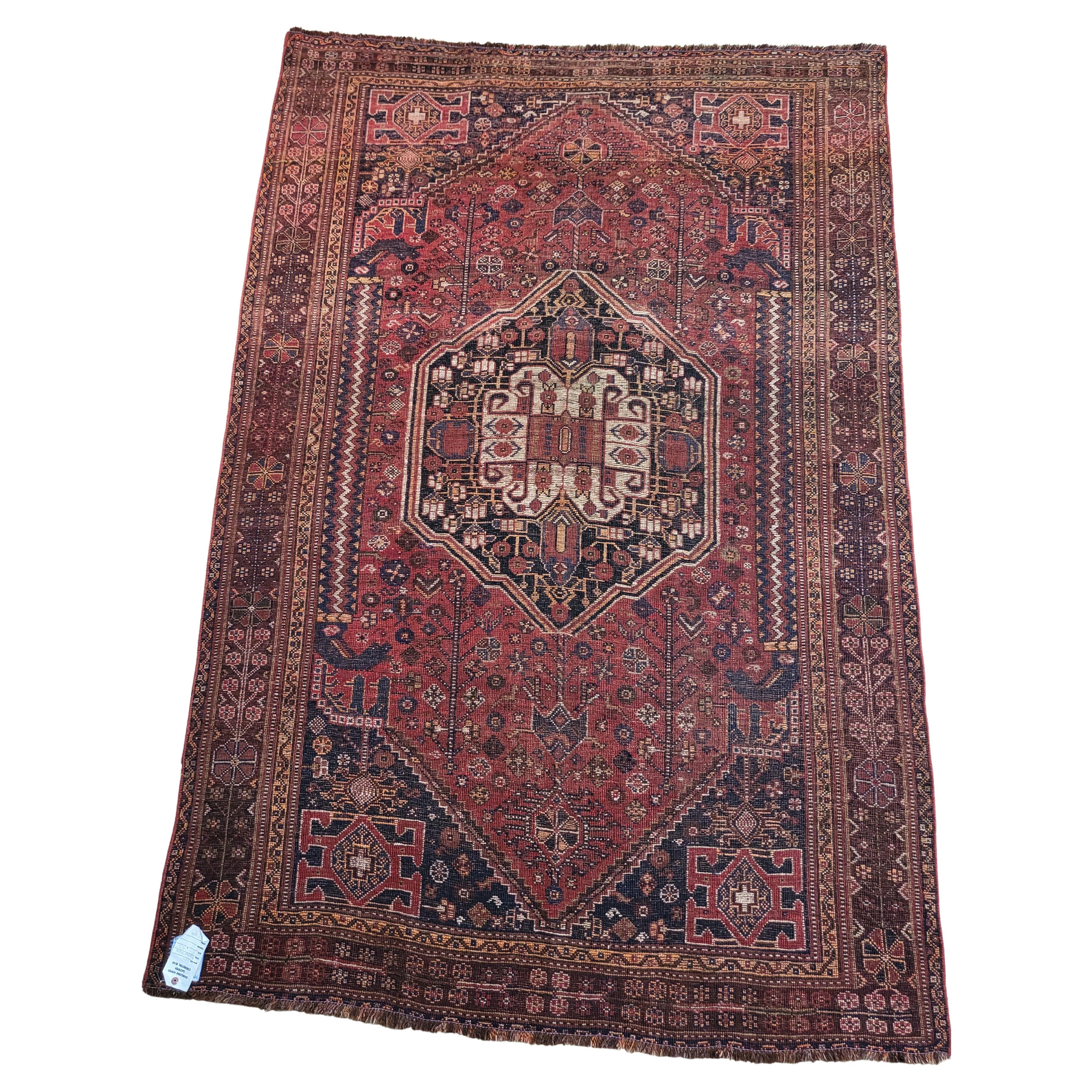Hand-Knotted Early 1900's Heibatlu / Qashqai, Nomadic Persian Rug - PRG Exclusive  For Sale