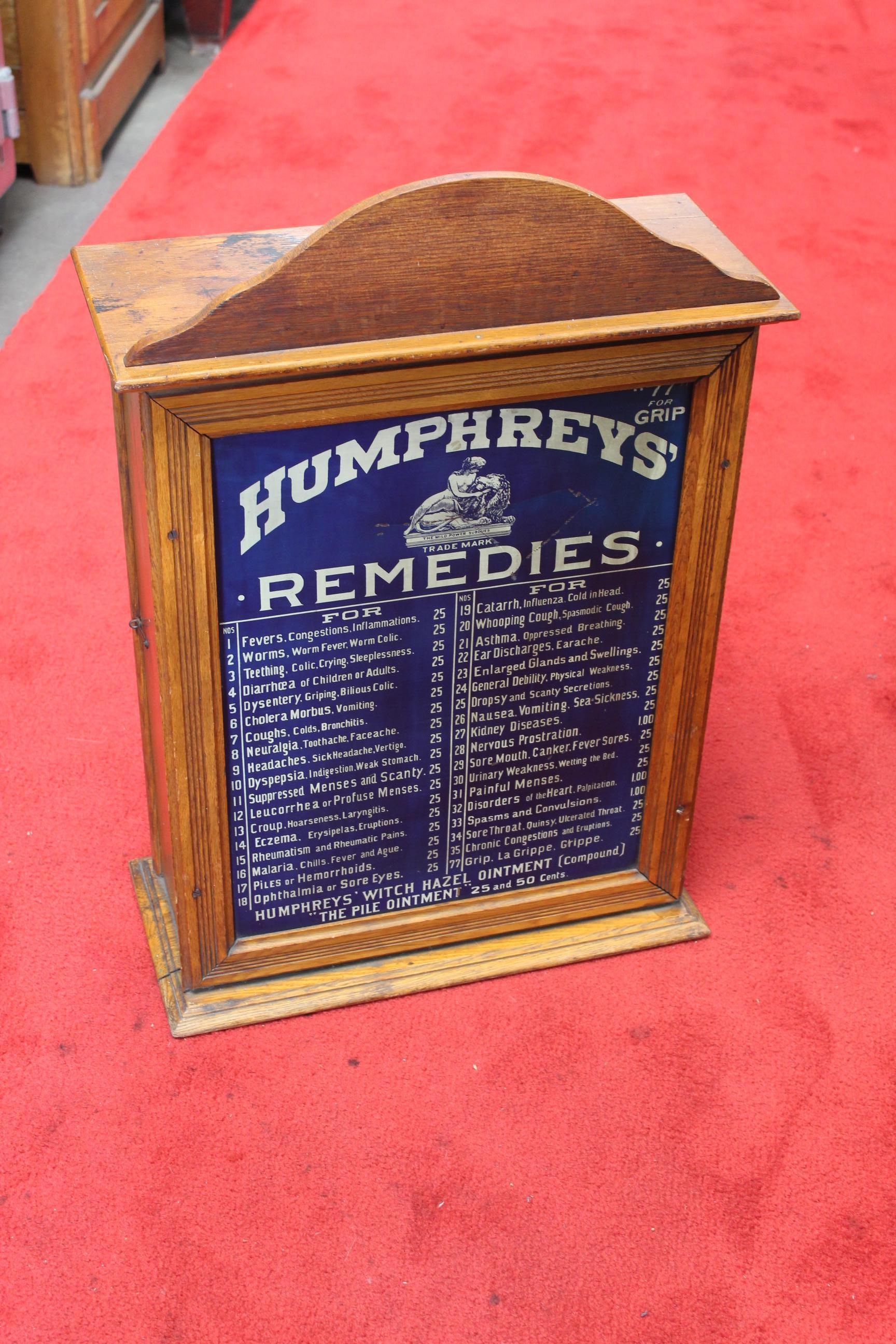 Early 1900s Humphrey's Remedies Store Display Cabinet For Sale 4