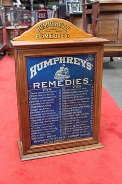 Early 1900s Humphrey's Remedies Store Display Cabinet