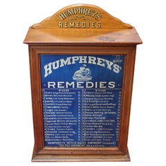 Retro Early 1900s Humphrey's Remedies Store Display Cabinet