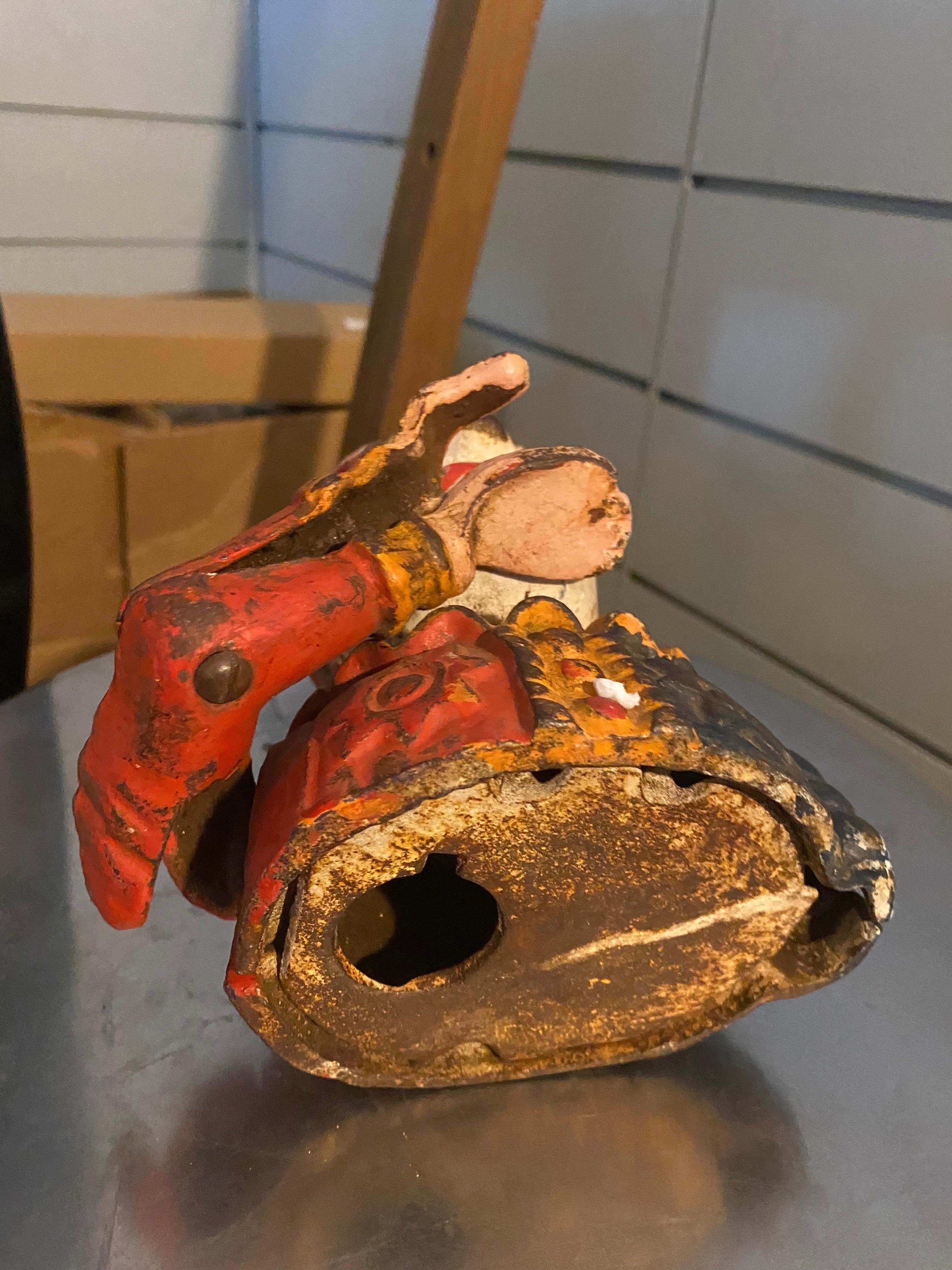 Early 1900s Humpty Dumpty Circus Clown Cast Iron Mechanical Bank For Sale 4