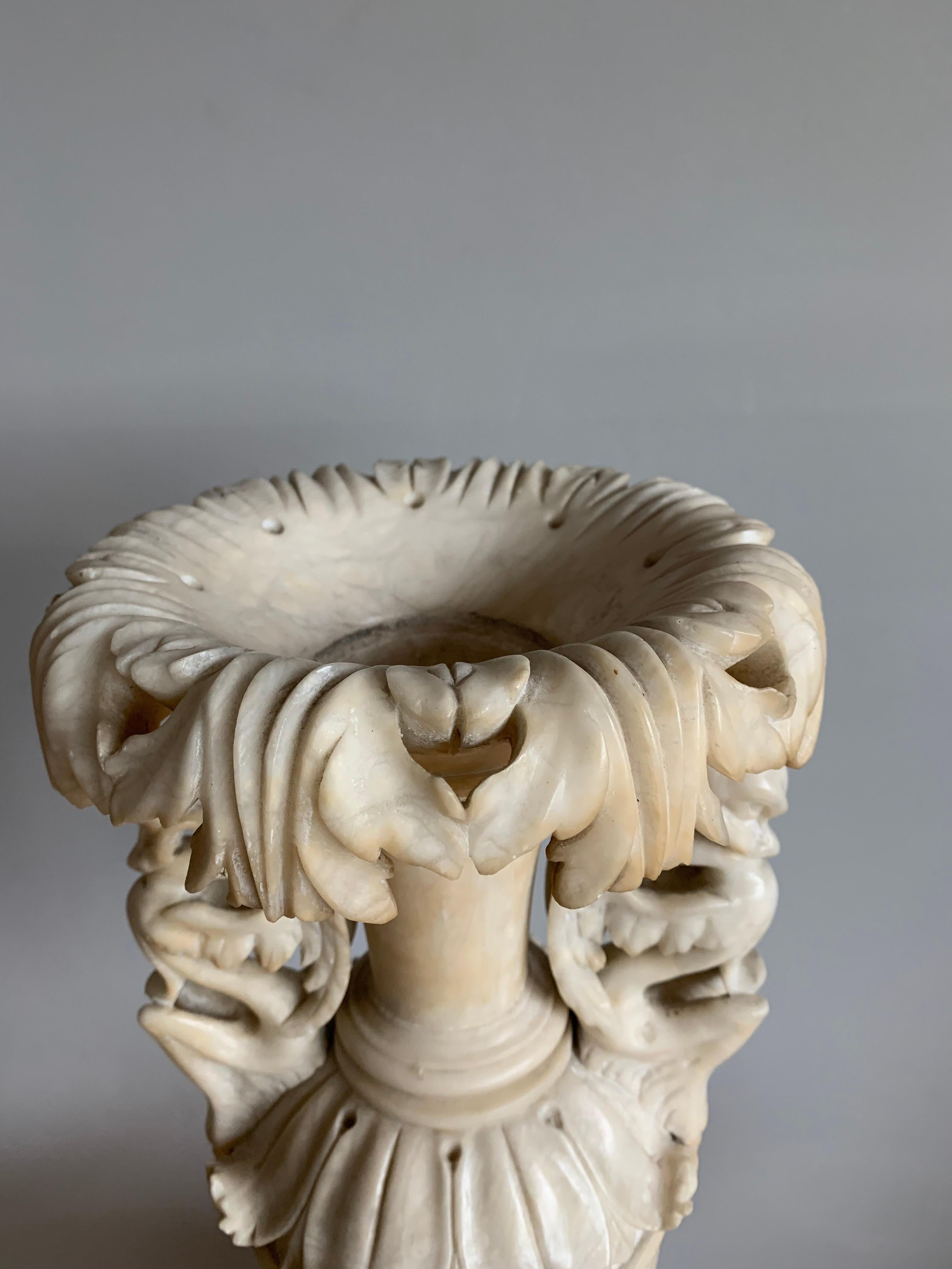 Early 1900s Impressive and Finely Hand Carved Antique Alabaster Ornamental Vase 2