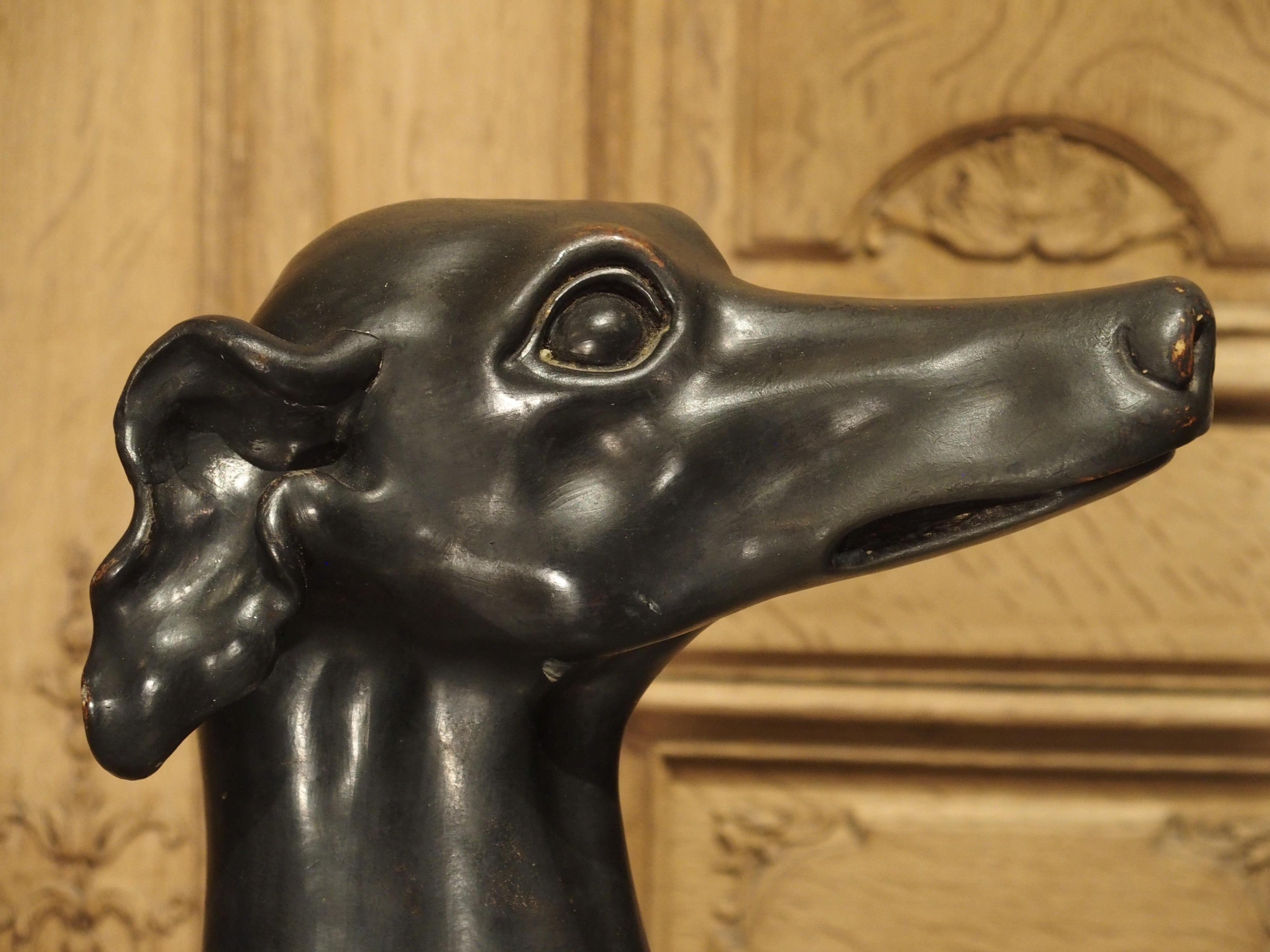 Early 1900s Italian Carved and Painted Greyhound Statue 7