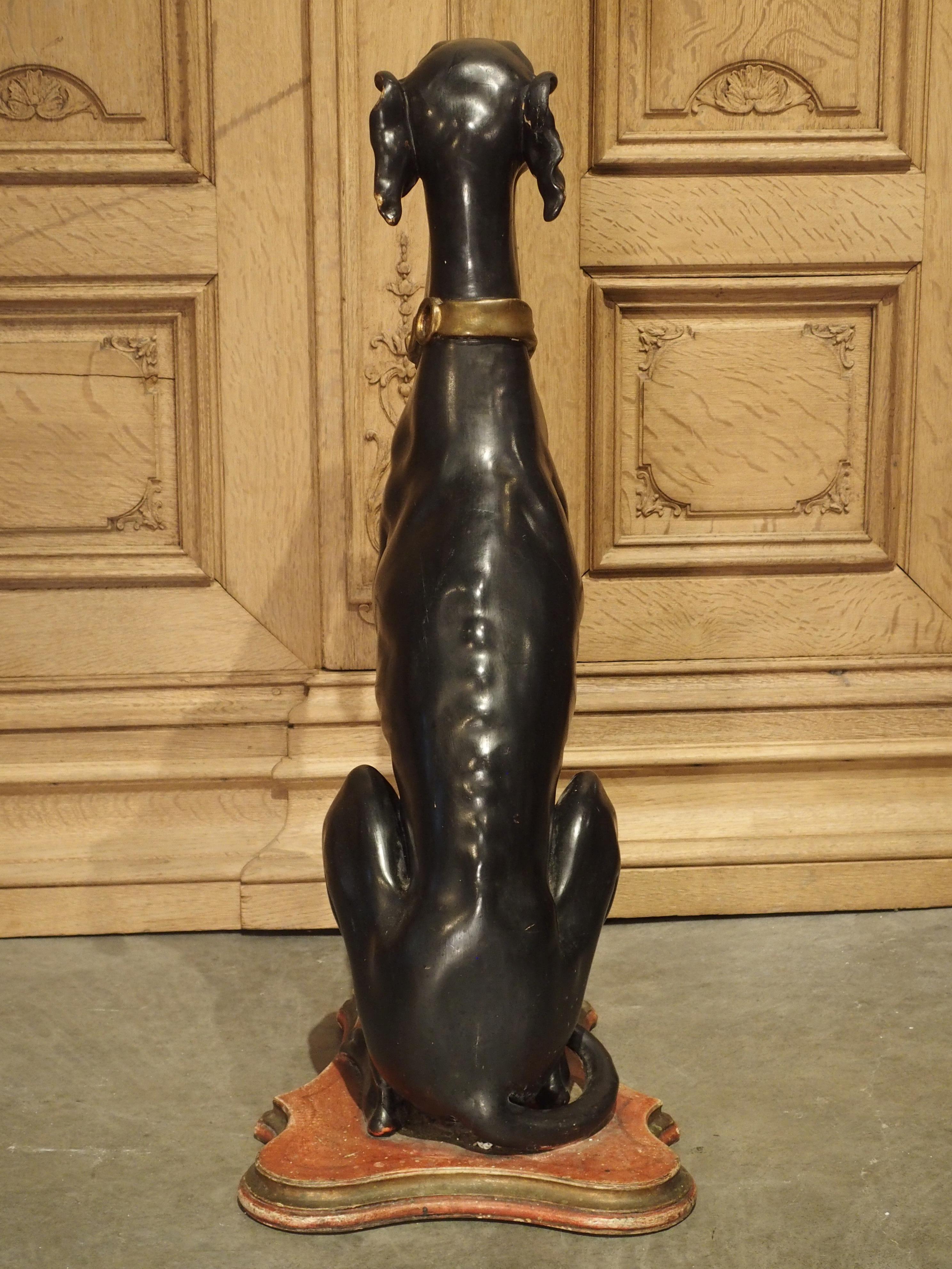 Early 1900s Italian Carved and Painted Greyhound Statue 8