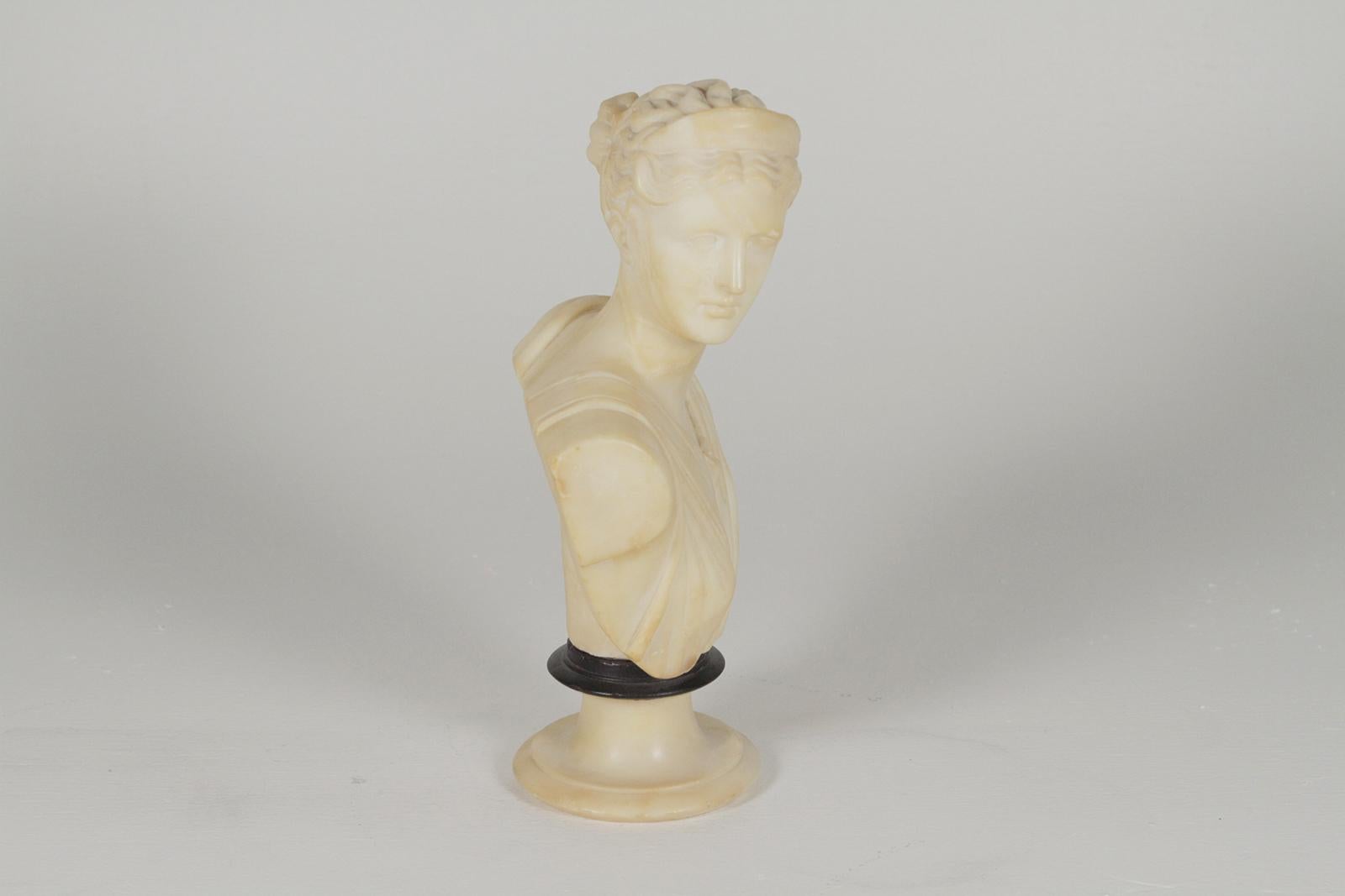 Neoclassical Revival Early 1900s Italian Marble Bust of a Greek Goddess Diana